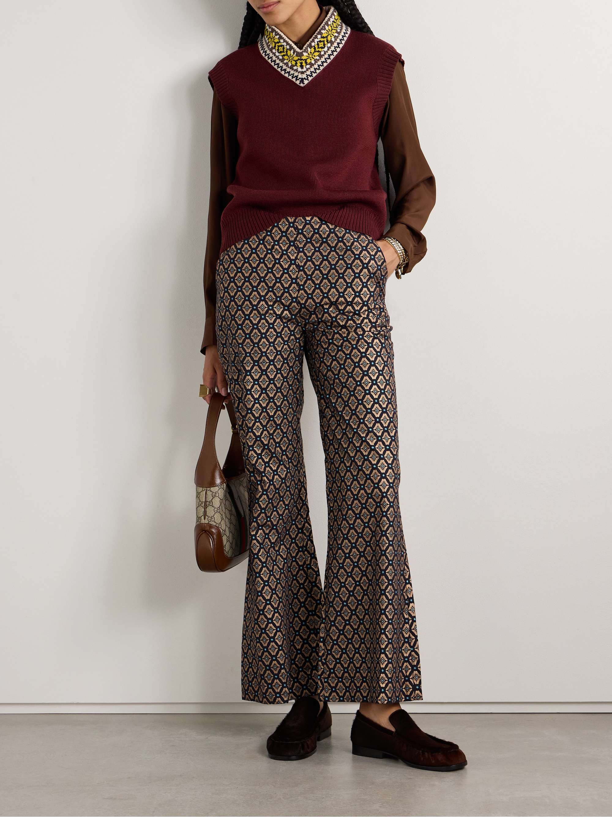 Charlie metallic printed cotton flared pants view