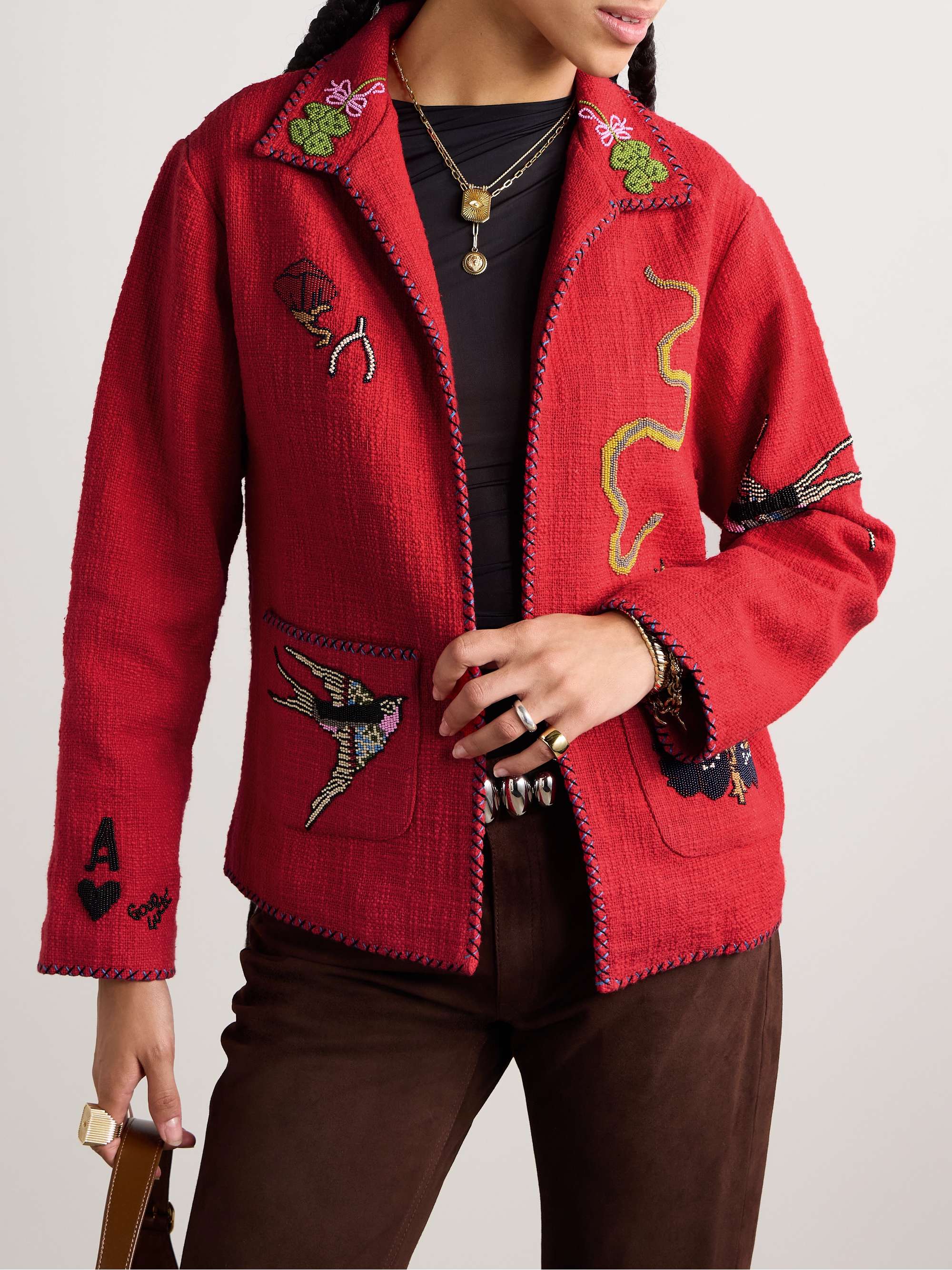 Francis bead-embellished cotton-tweed jacket view