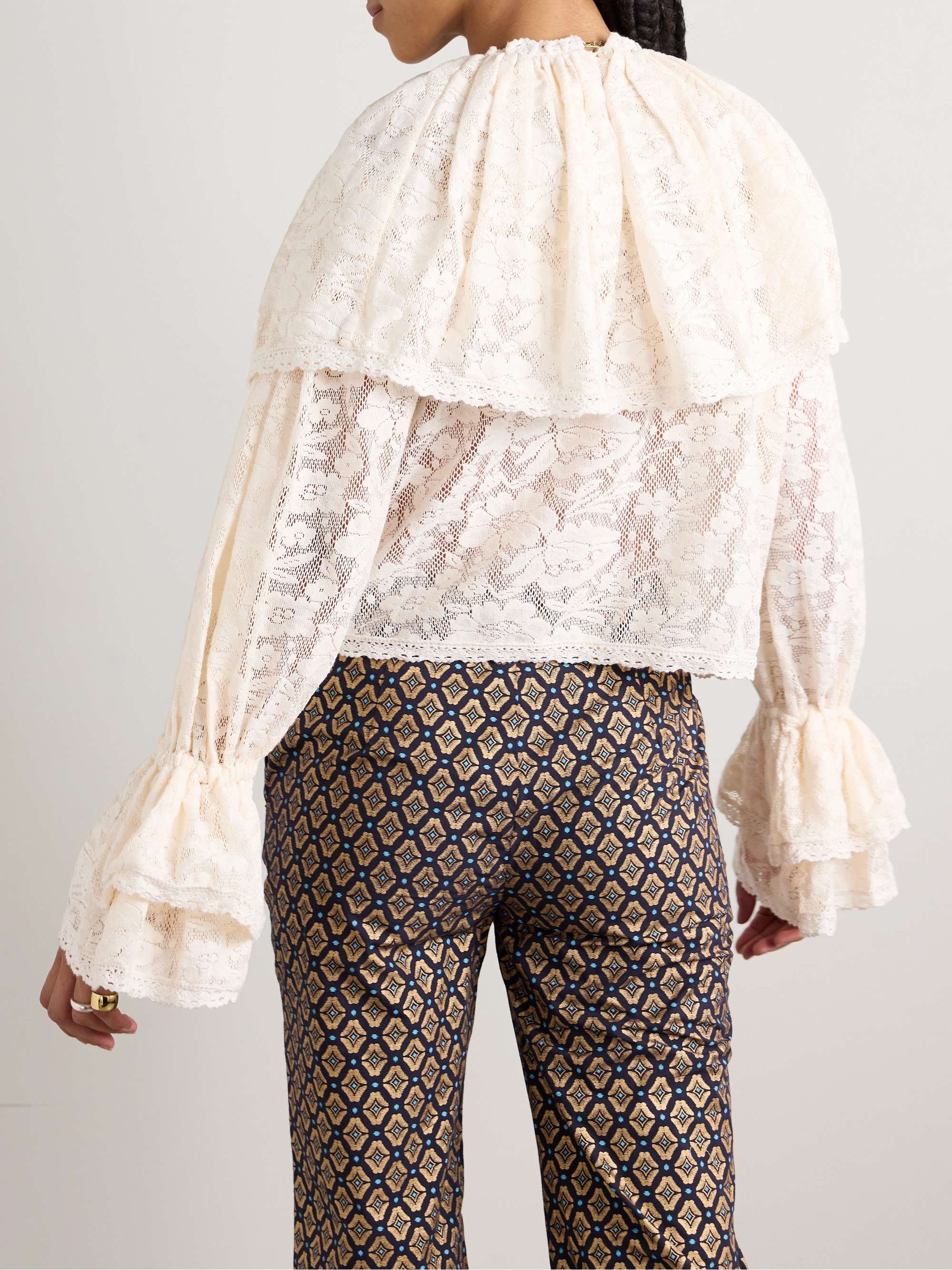 Eloise ruffled cotton-lace blouse view