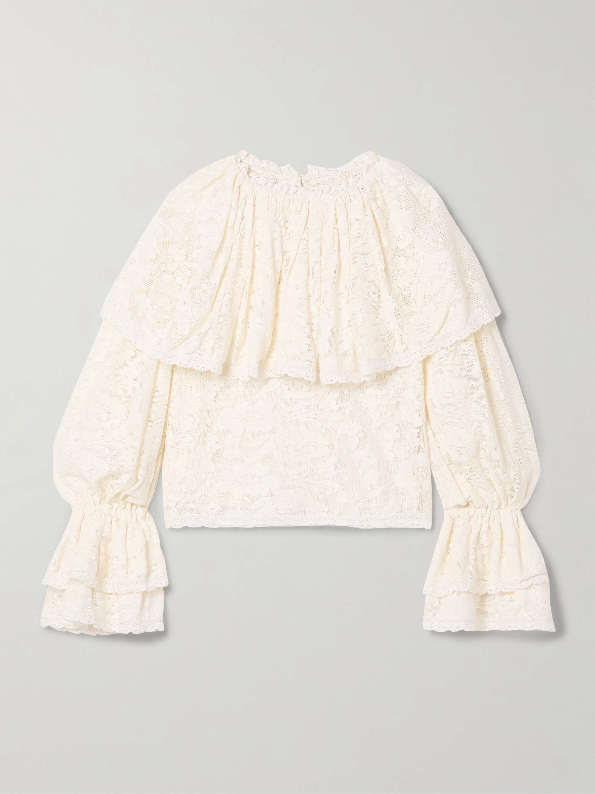 Eloise ruffled cotton-lace blouse view
