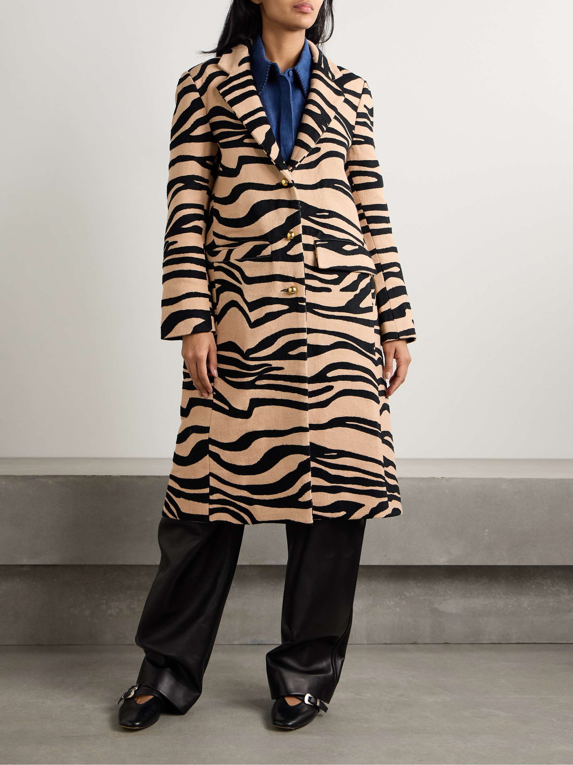 Captain zebra-jacquard cotton-canvas coat view