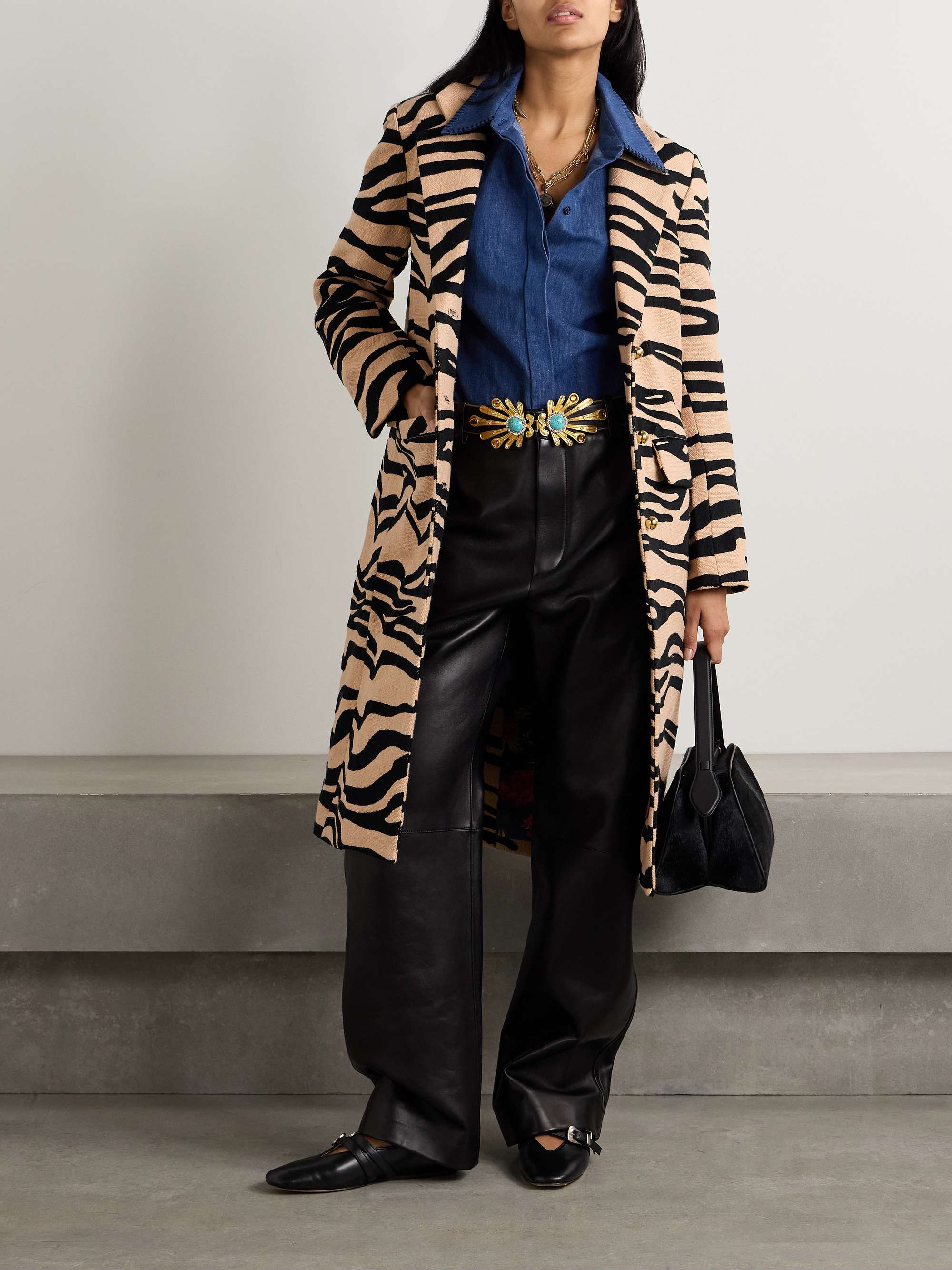 Captain zebra-jacquard cotton-canvas coat view