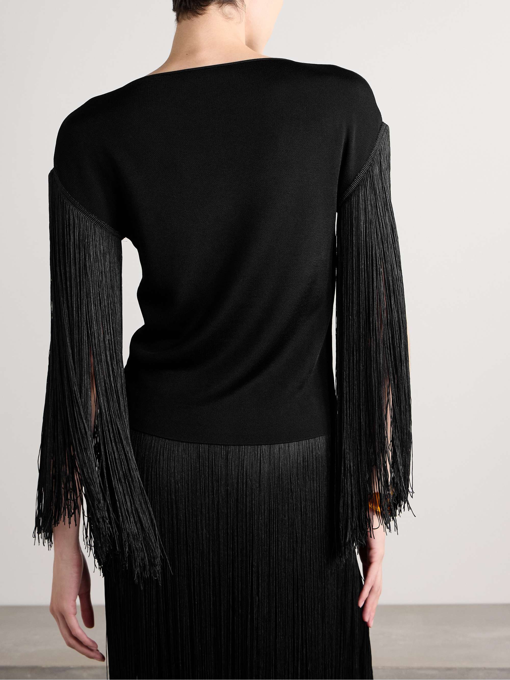 May fringed stretch-knit top view
