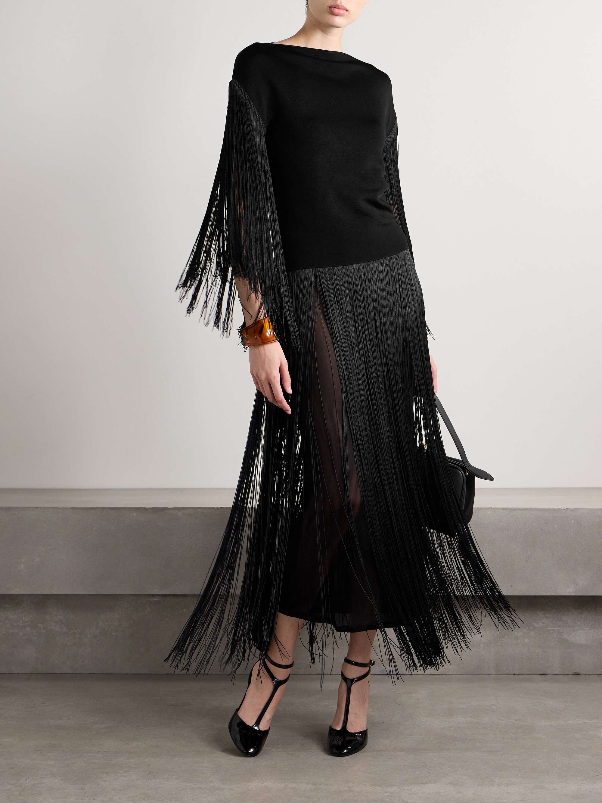 May fringed stretch-knit top view