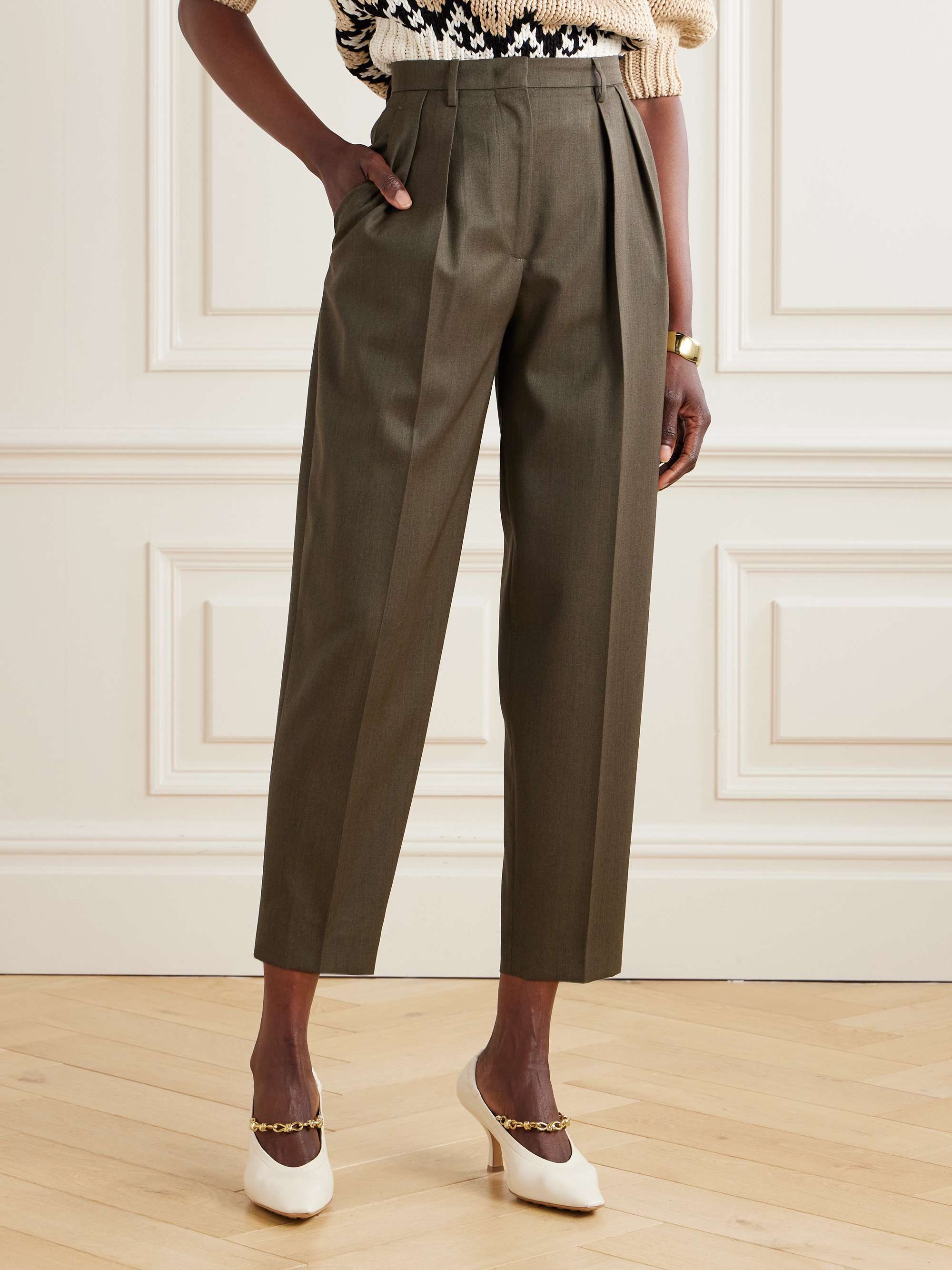 Emmett pleated wool tapered pants view