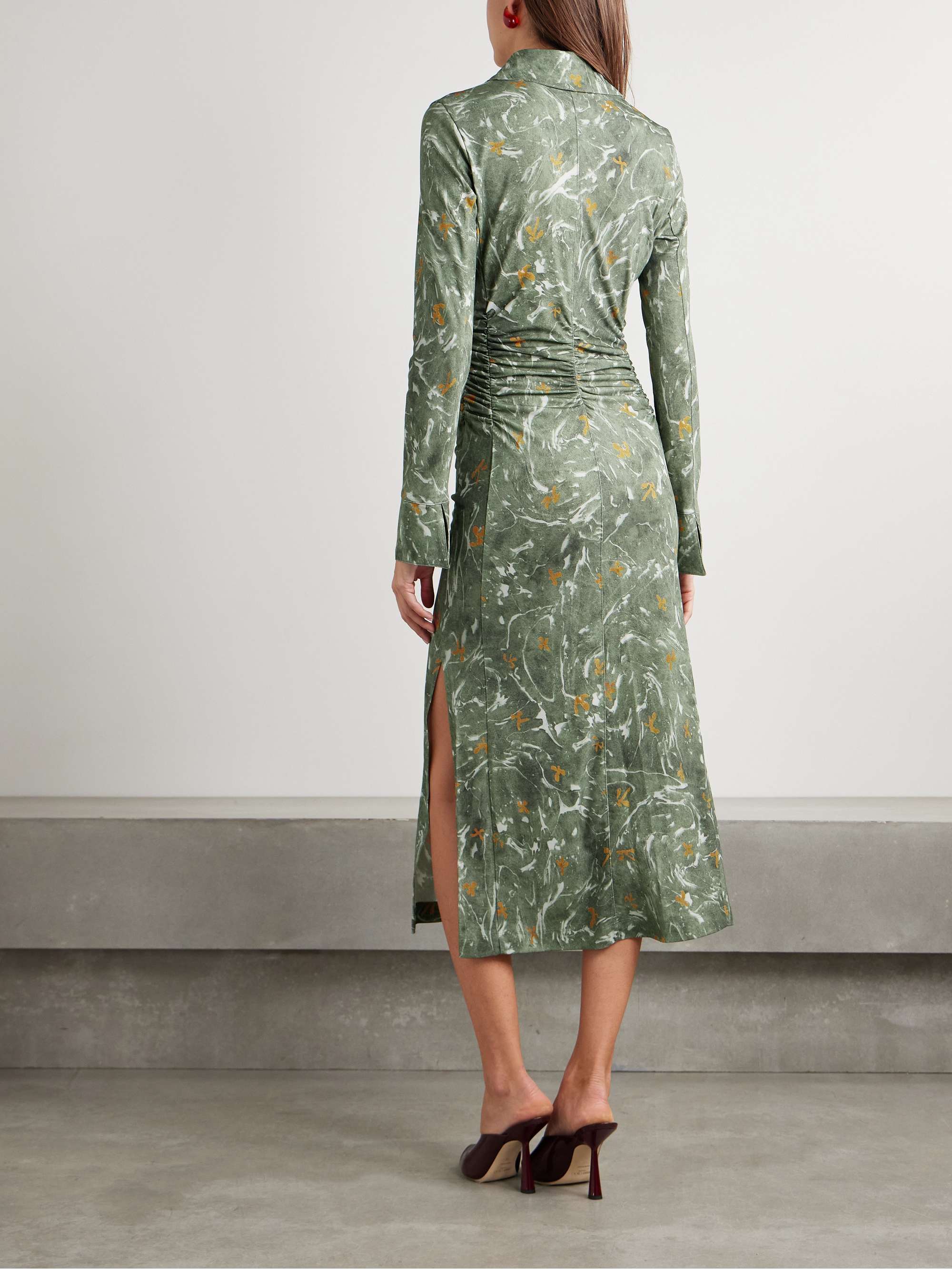 Claudia ruched floral-print crepe-jersey midi dress view