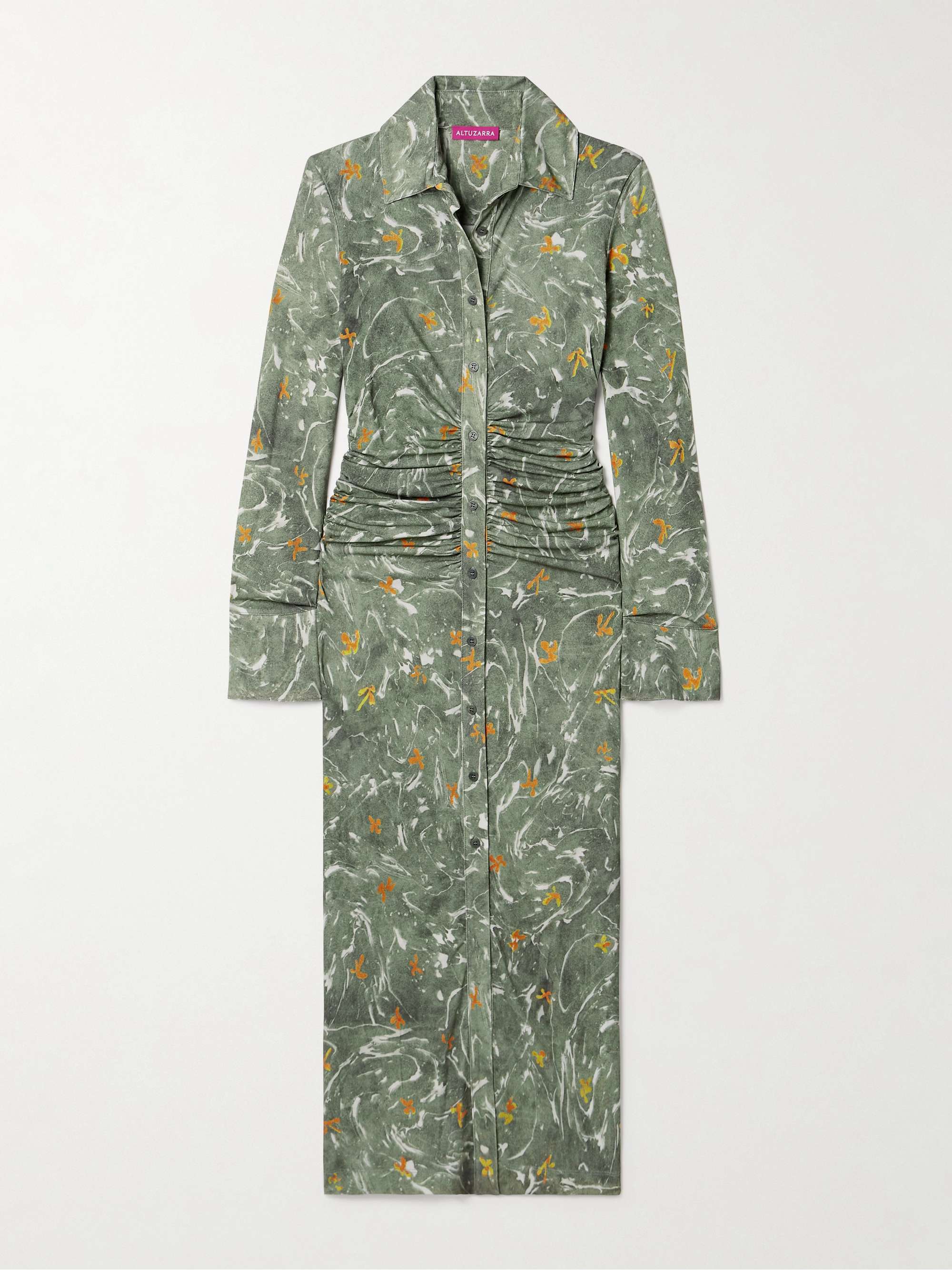 Claudia ruched floral-print crepe-jersey midi dress view