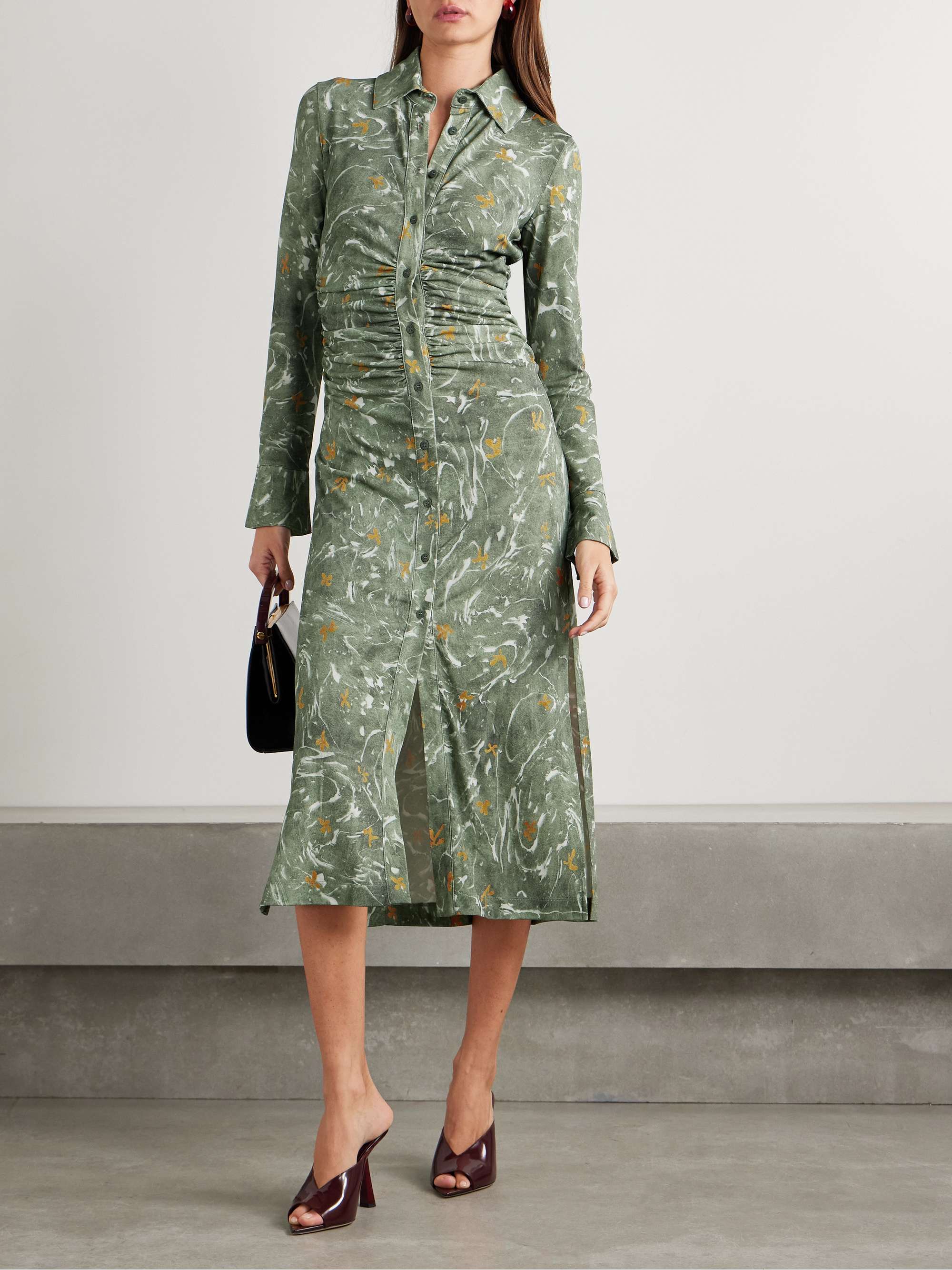Claudia ruched floral-print crepe-jersey midi dress view