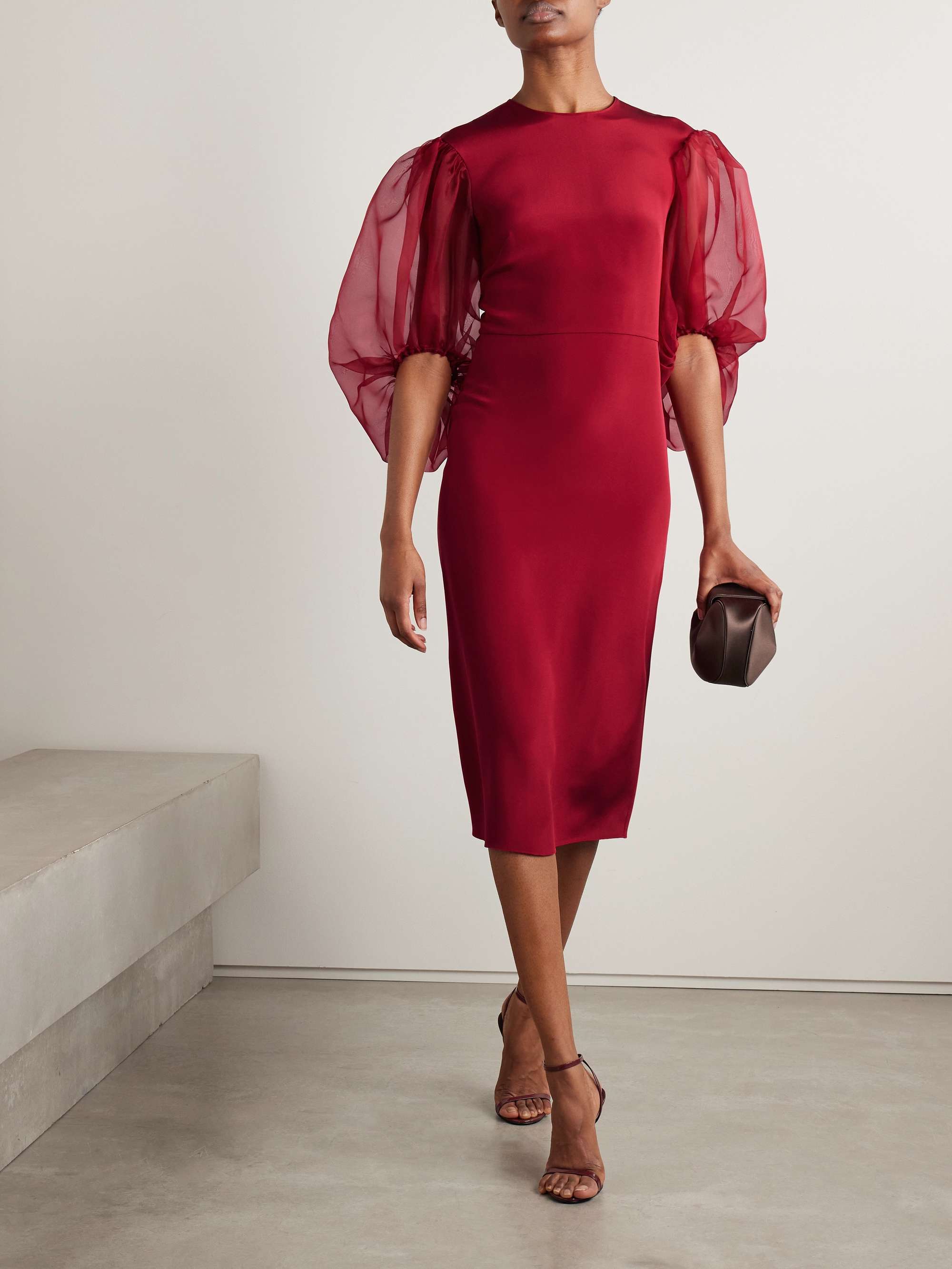 Danielle silk-cady and organza midi dress view