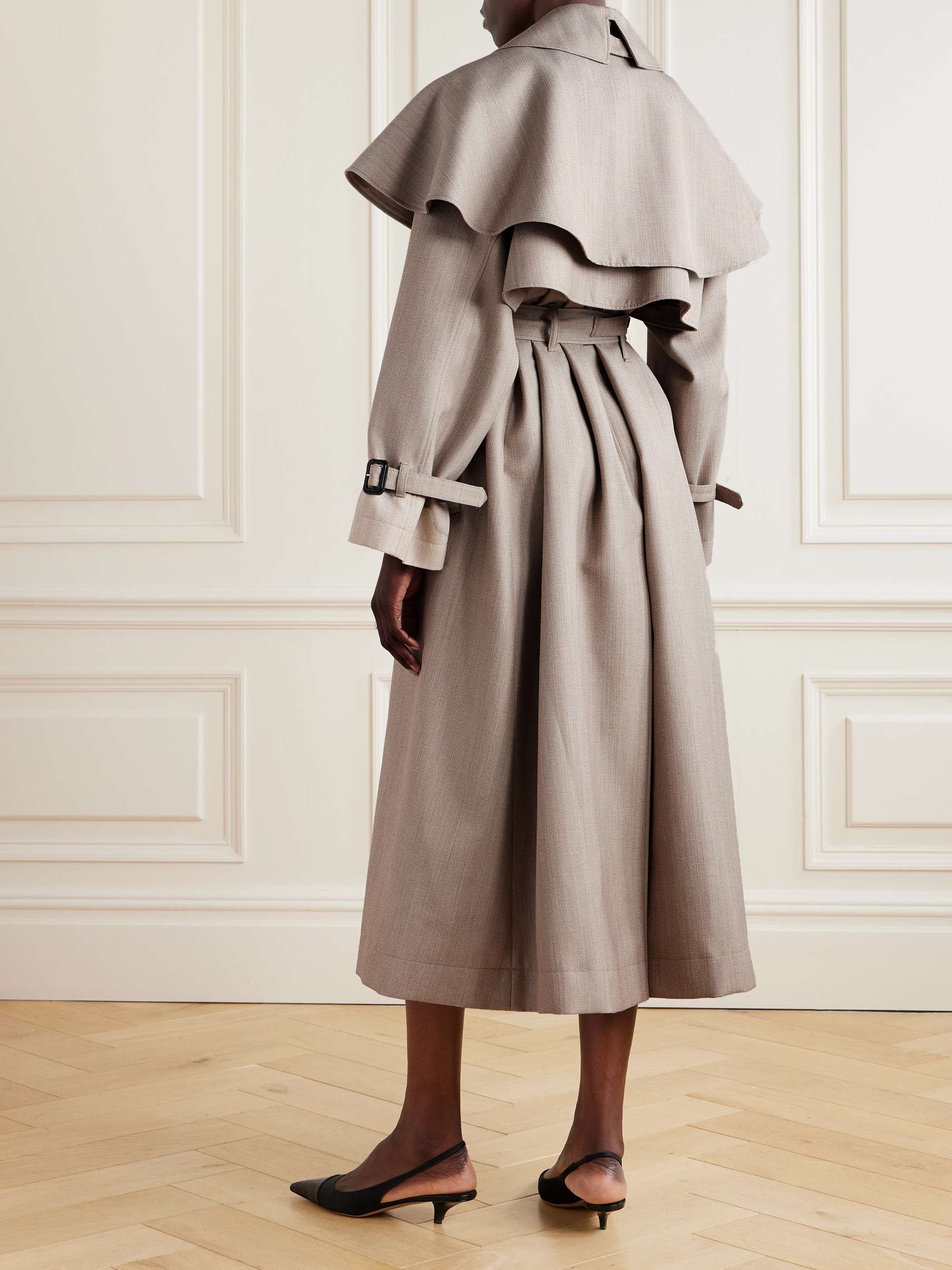 Billie double-breasted belted wool trench coat view