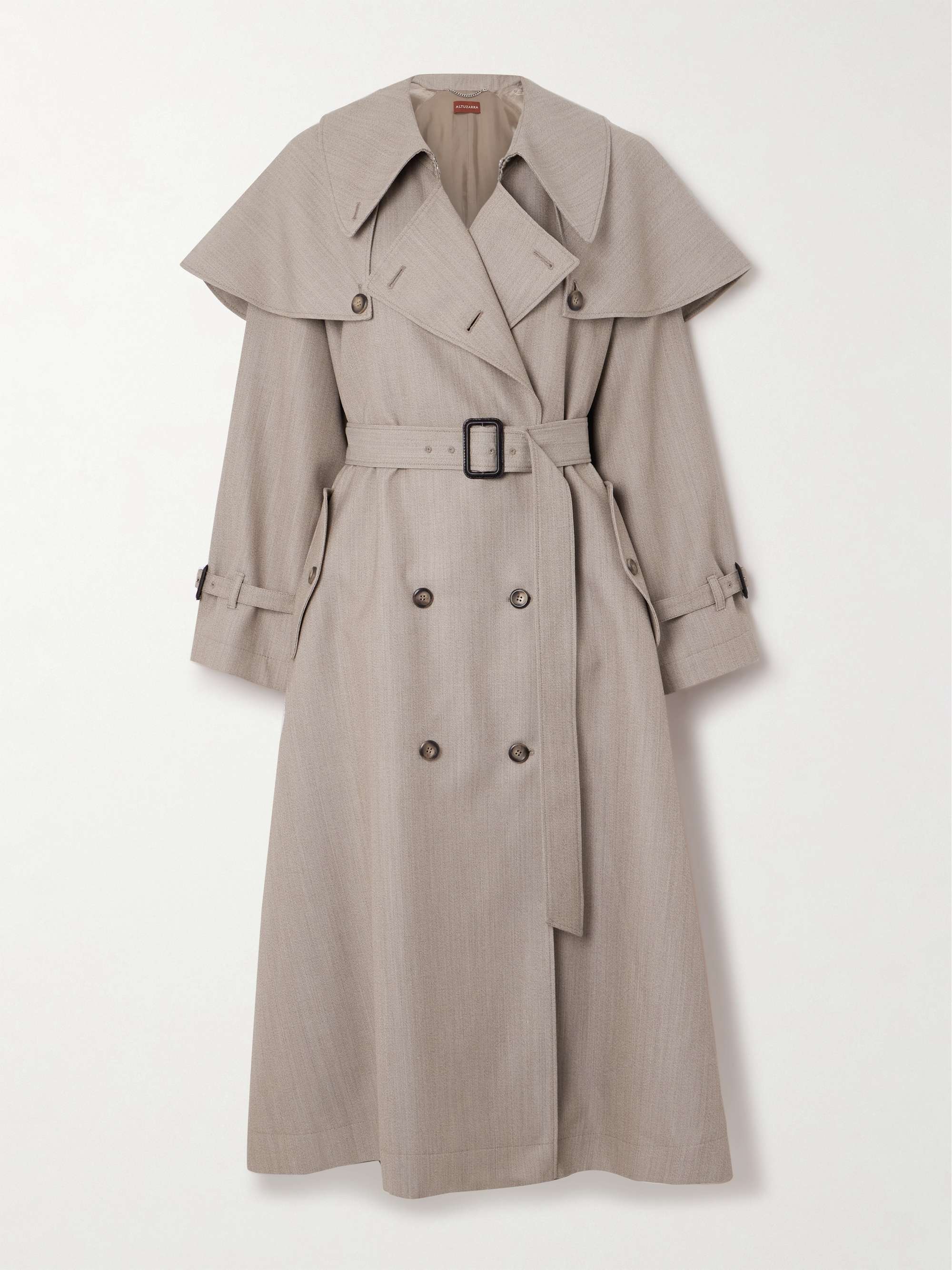 Billie double-breasted belted wool trench coat view