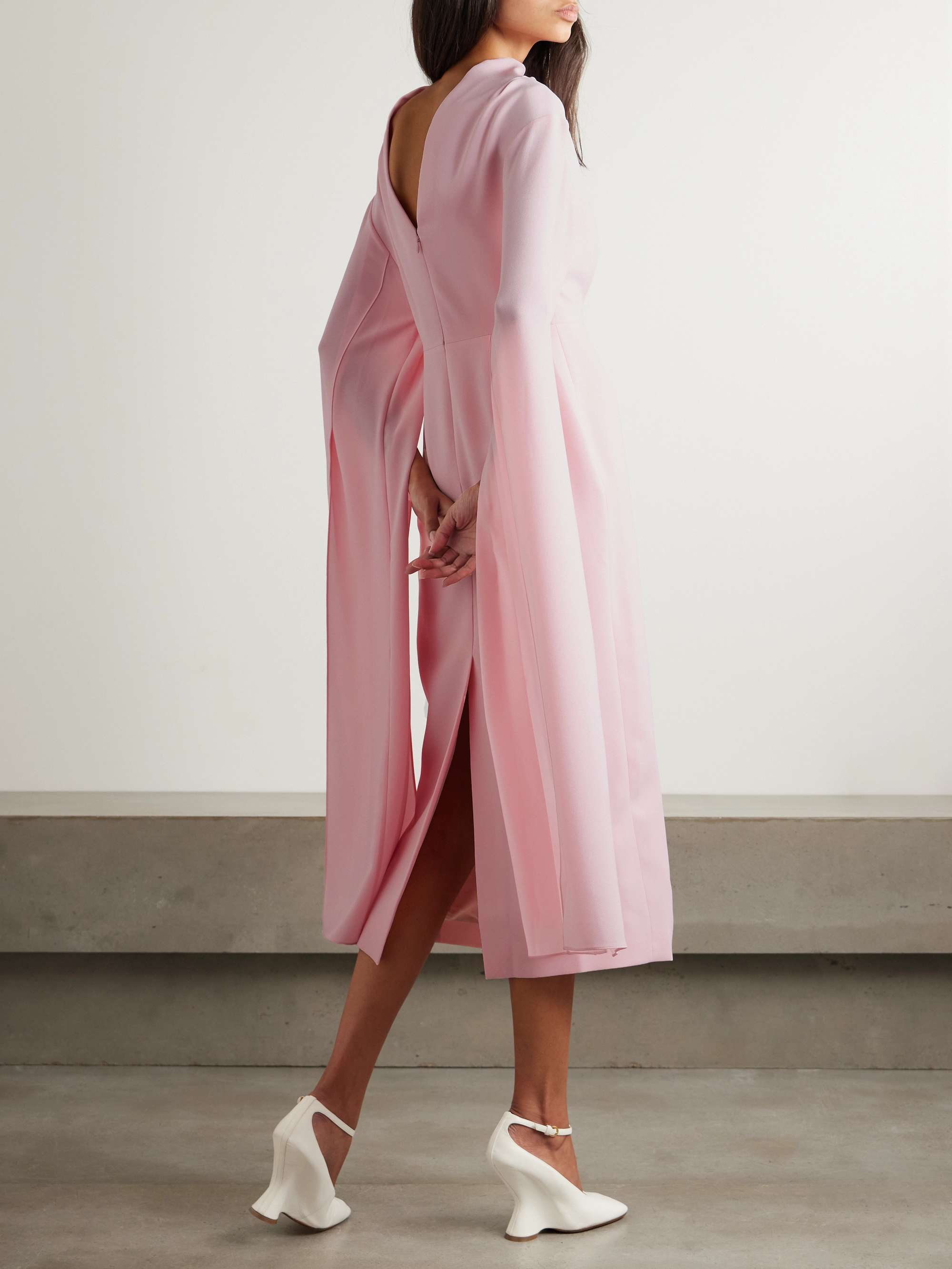 Nour cape-effect crepe midi dress view