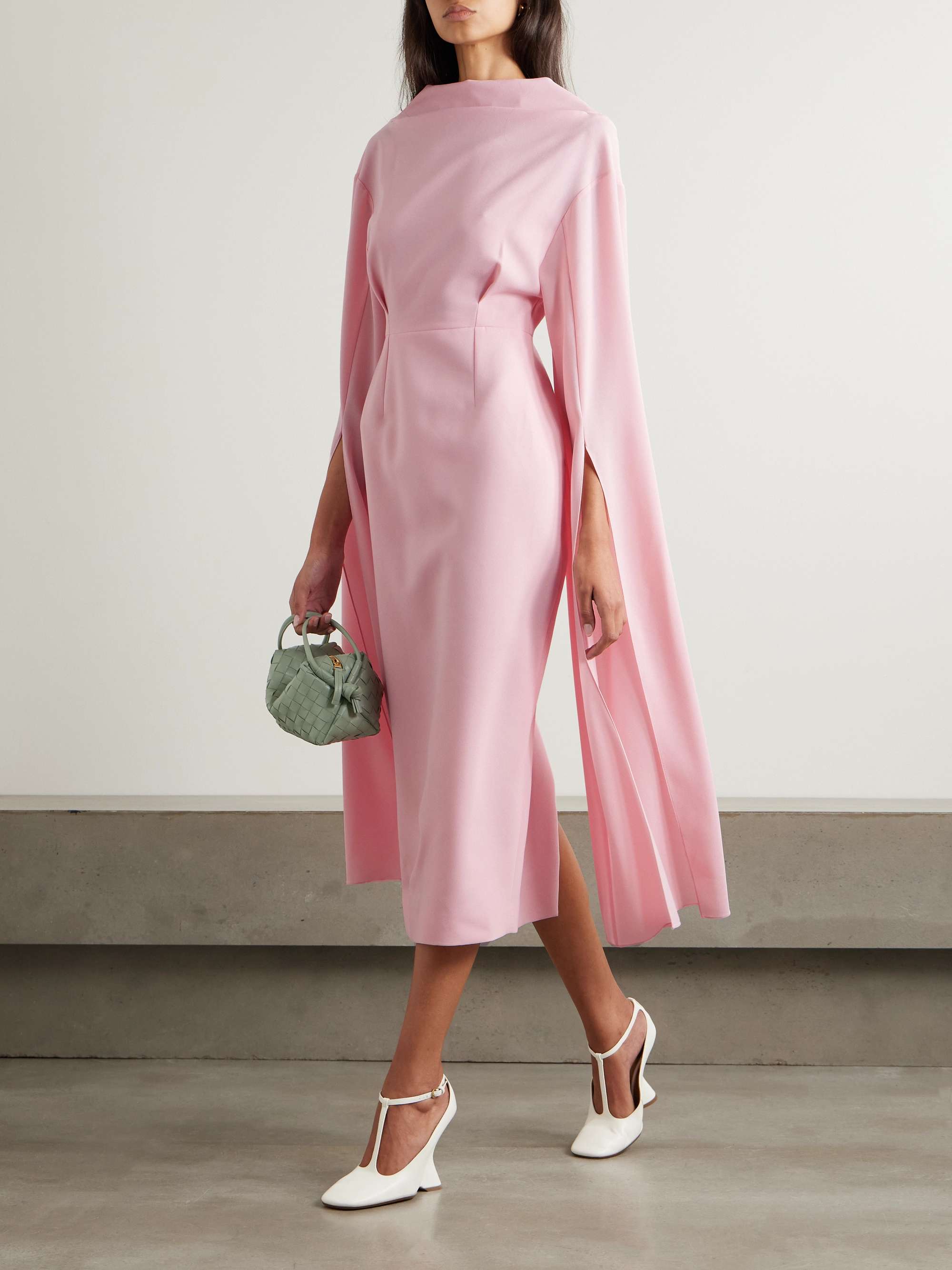 Nour cape-effect crepe midi dress view