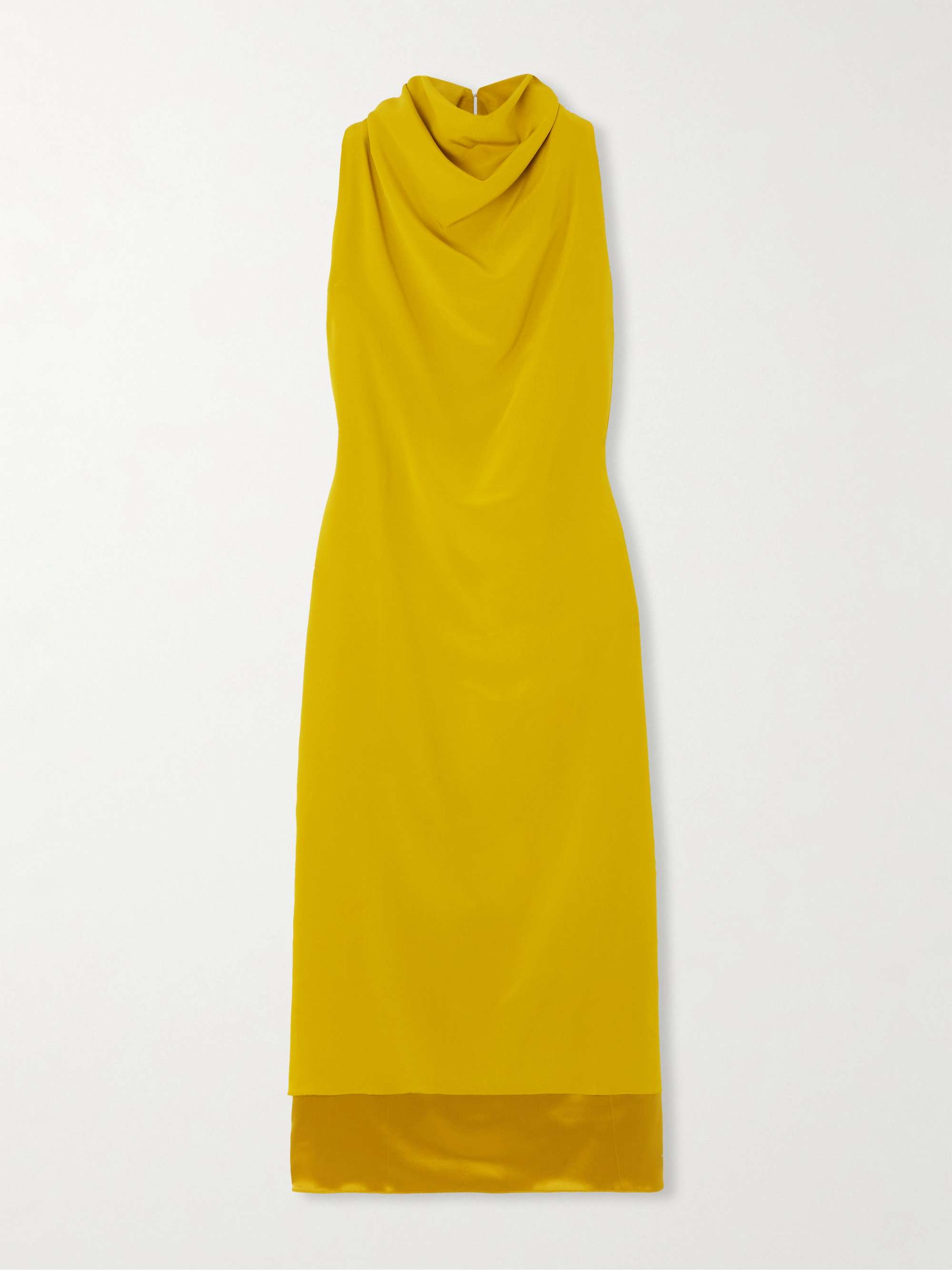 Noor draped silk-satin midi dress view