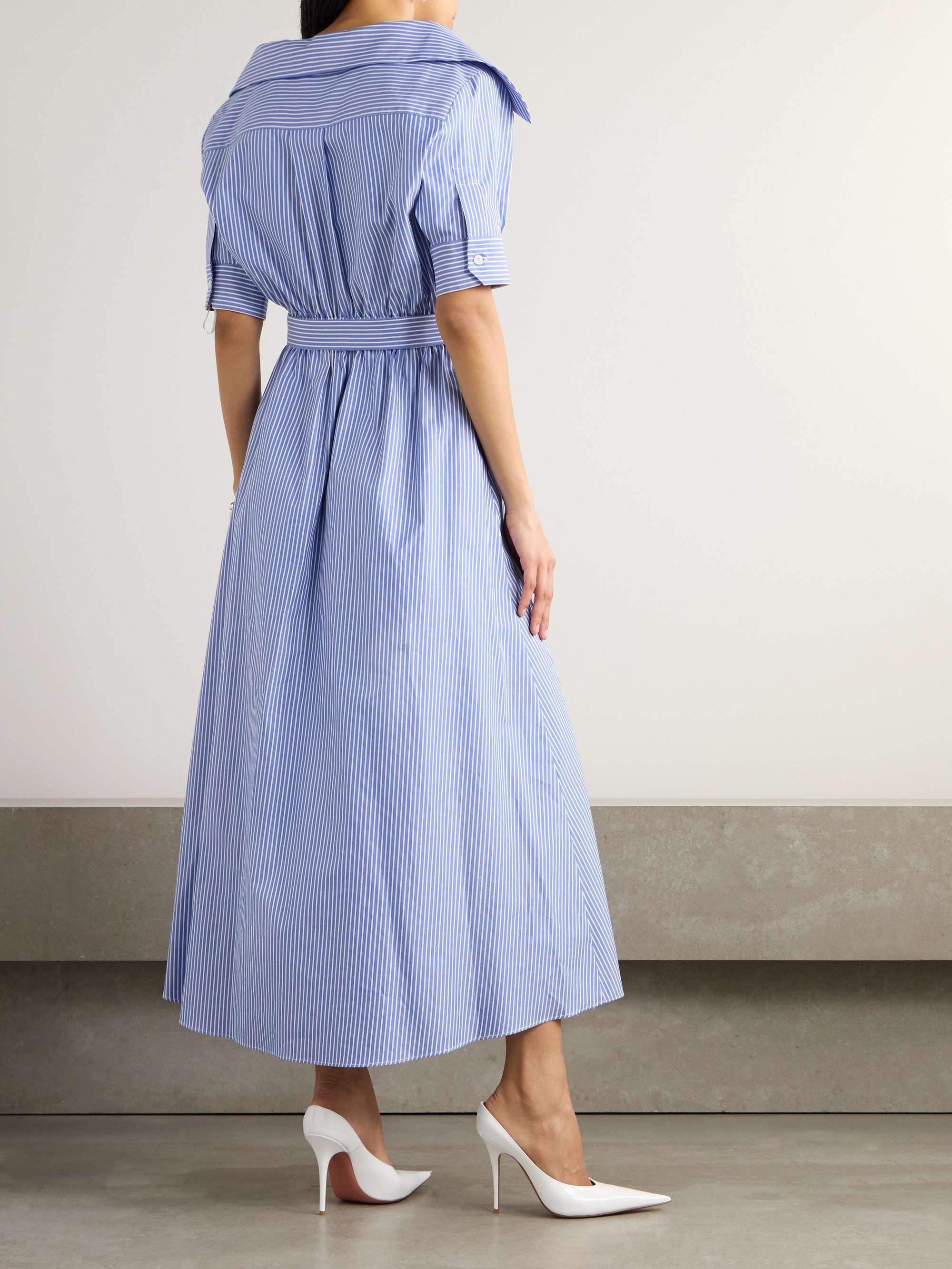Lydia striped cotton-poplin midi wrap dress view