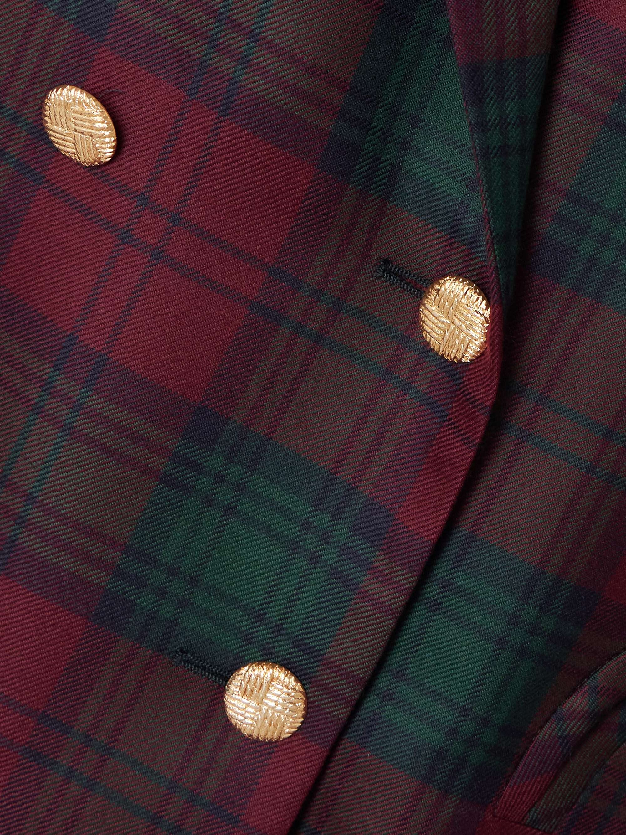 Night Break double-breasted velvet-trimmed checked wool blazer view