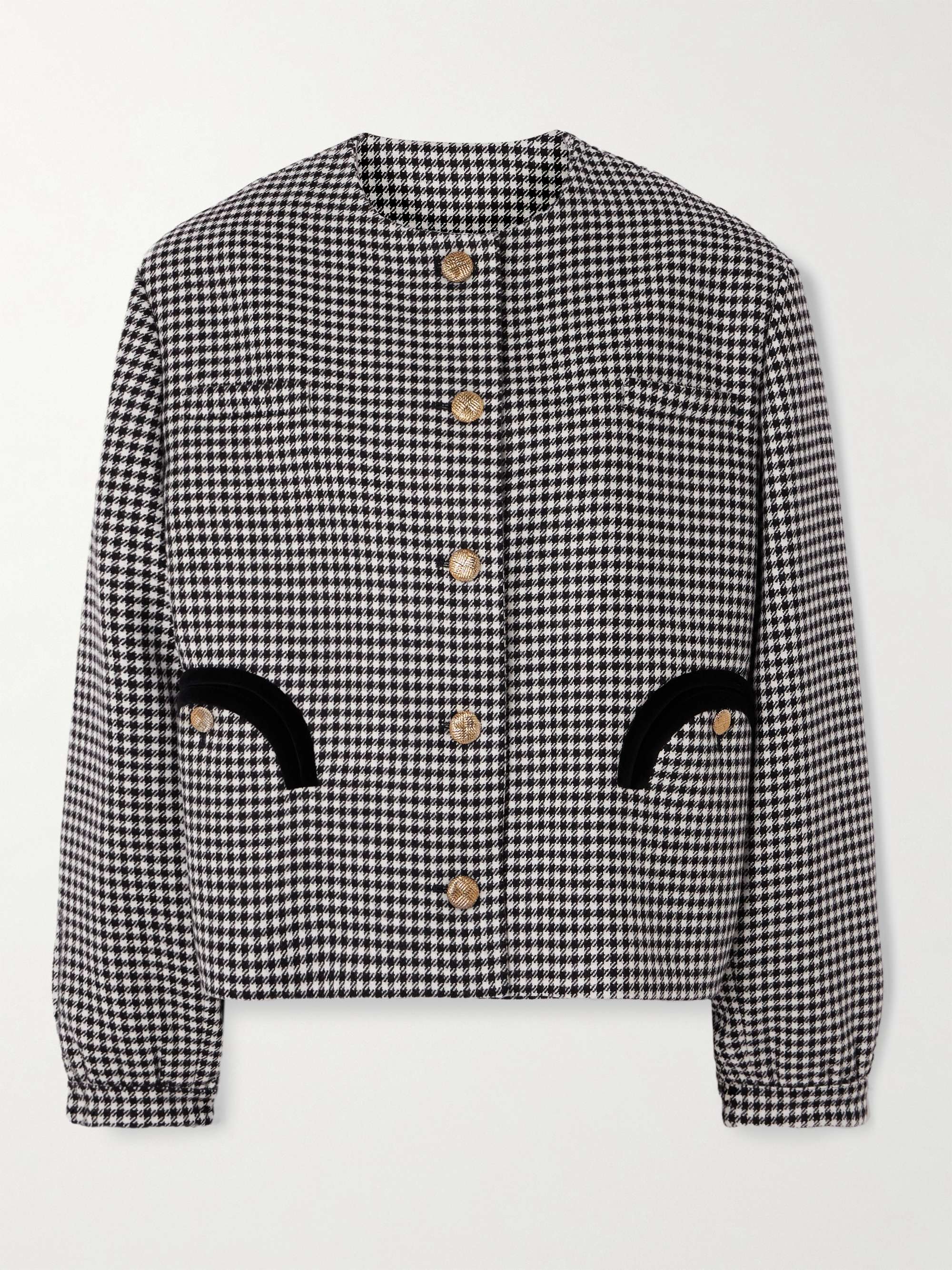 Gliss velvet-trimmed houndstooth wool jacket view