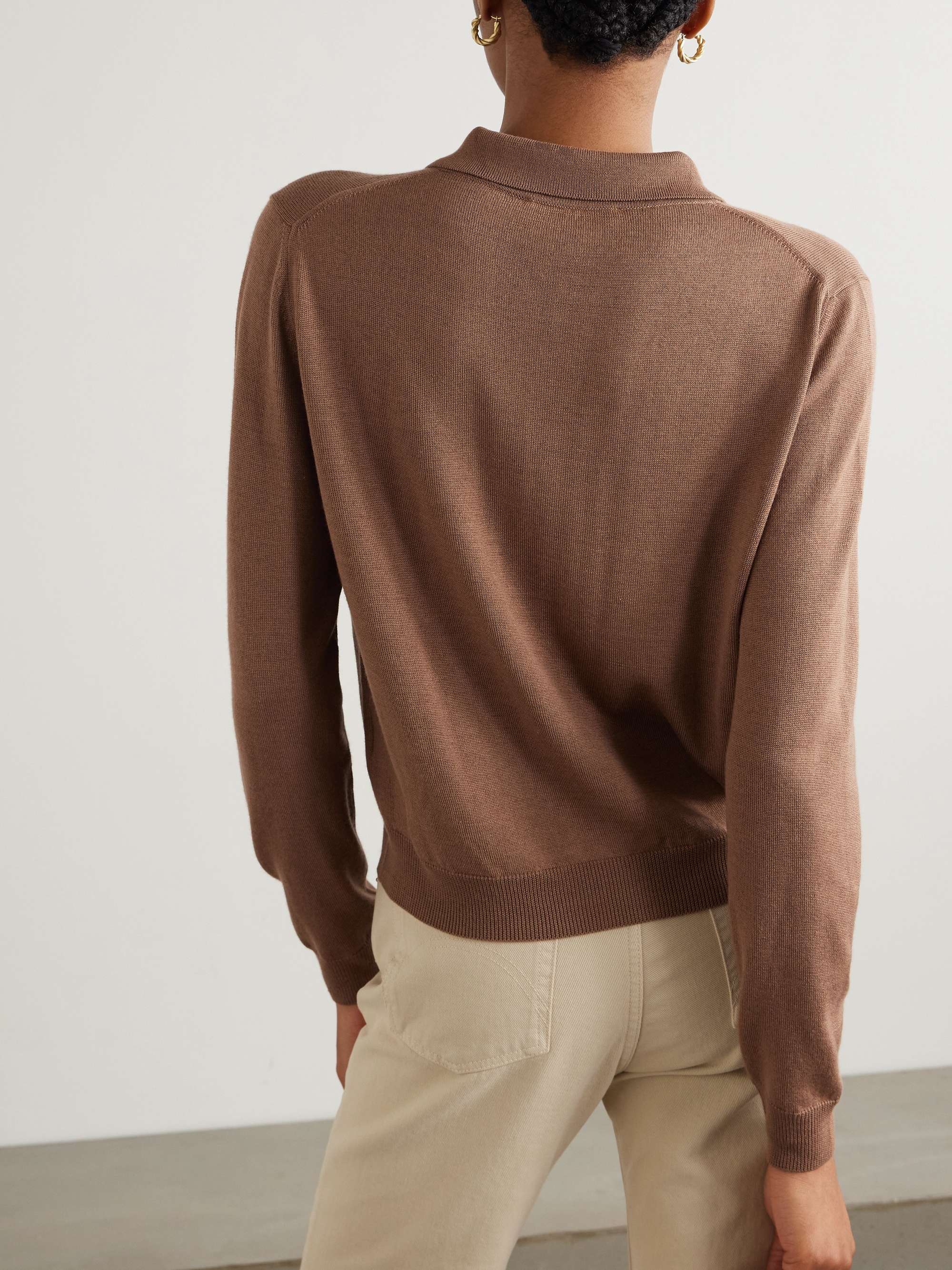 Maine wool, silk and cashmere-blend polo sweater view