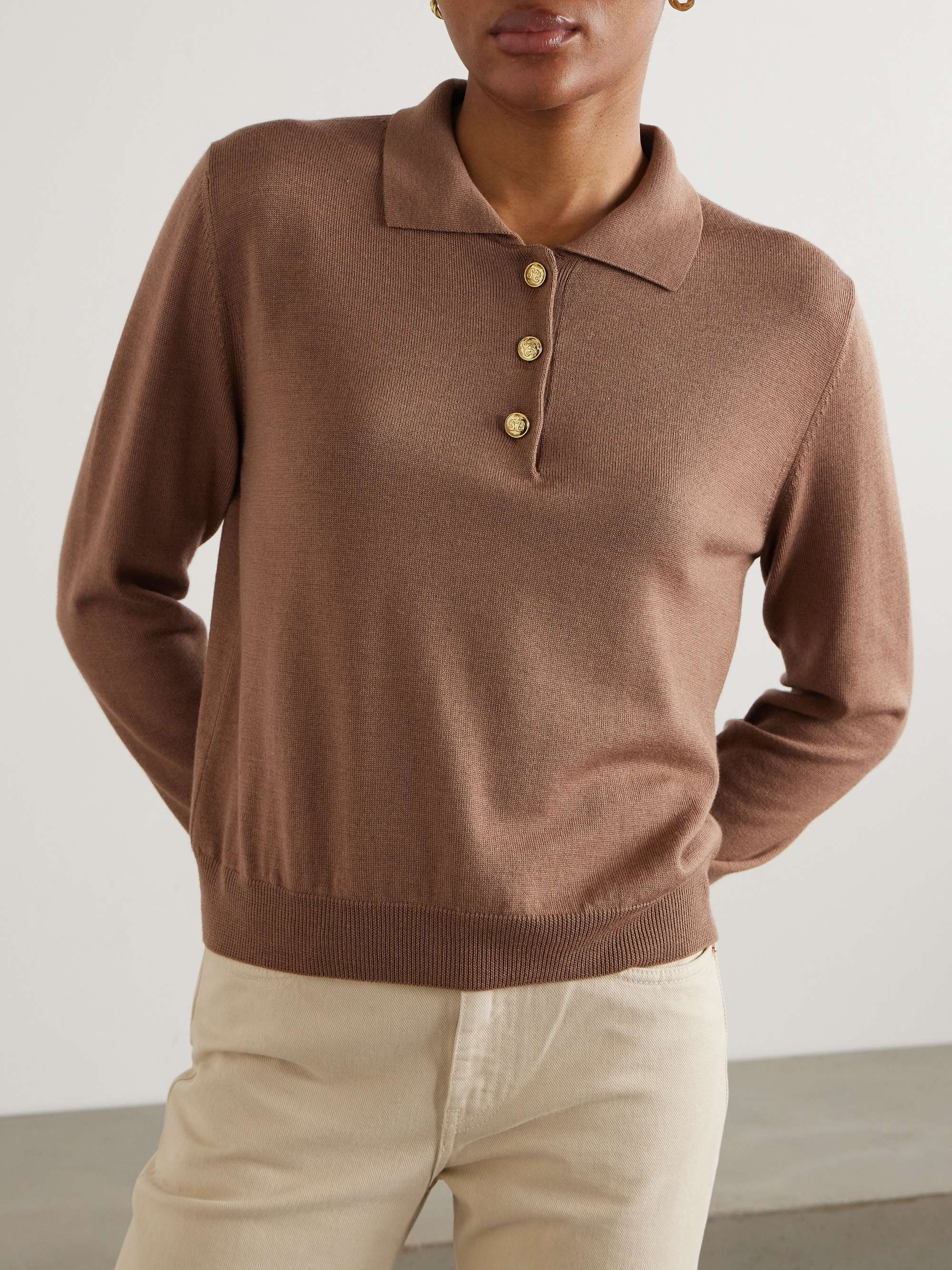 Maine wool, silk and cashmere-blend polo sweater view