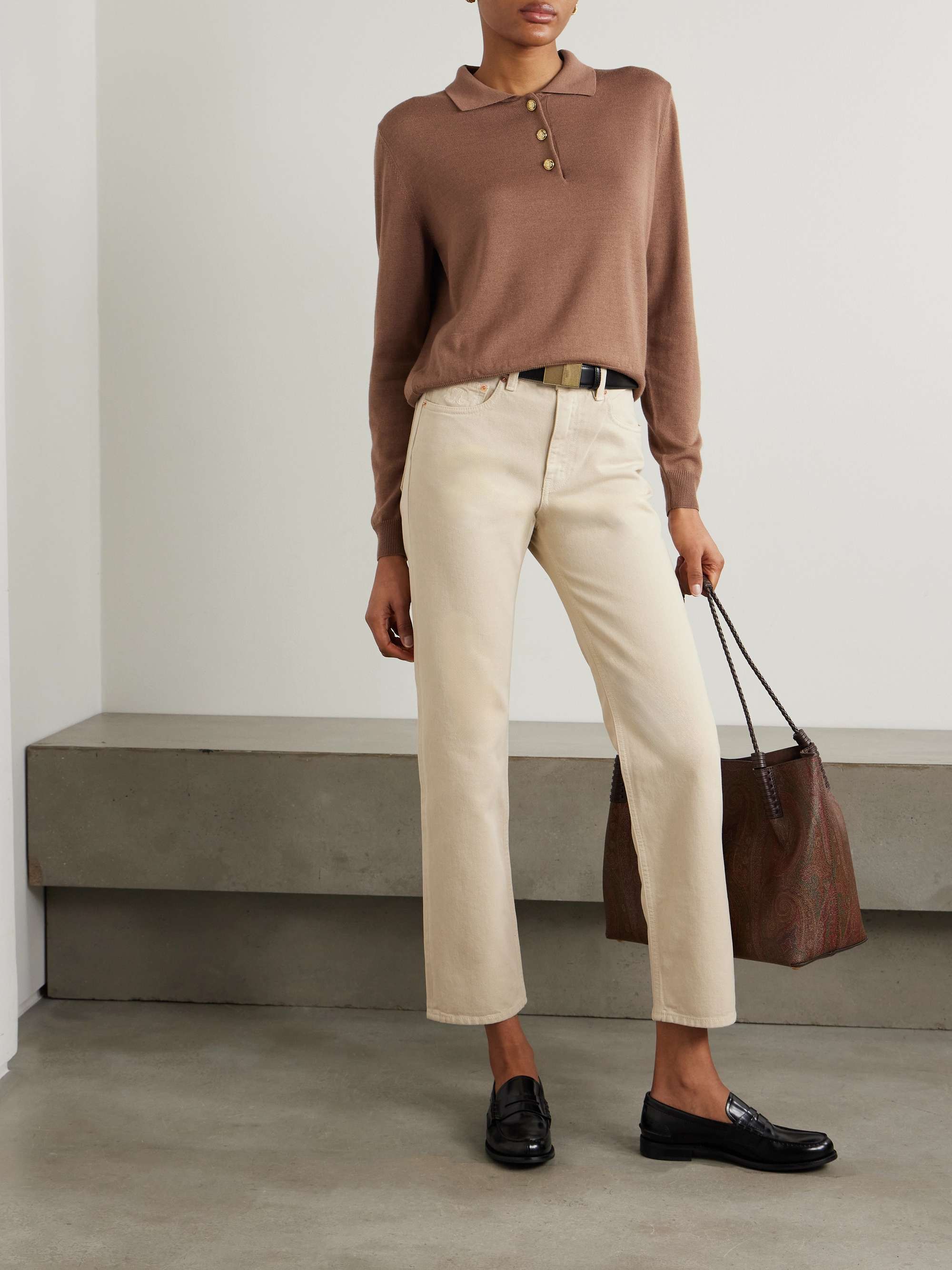 Maine wool, silk and cashmere-blend polo sweater view
