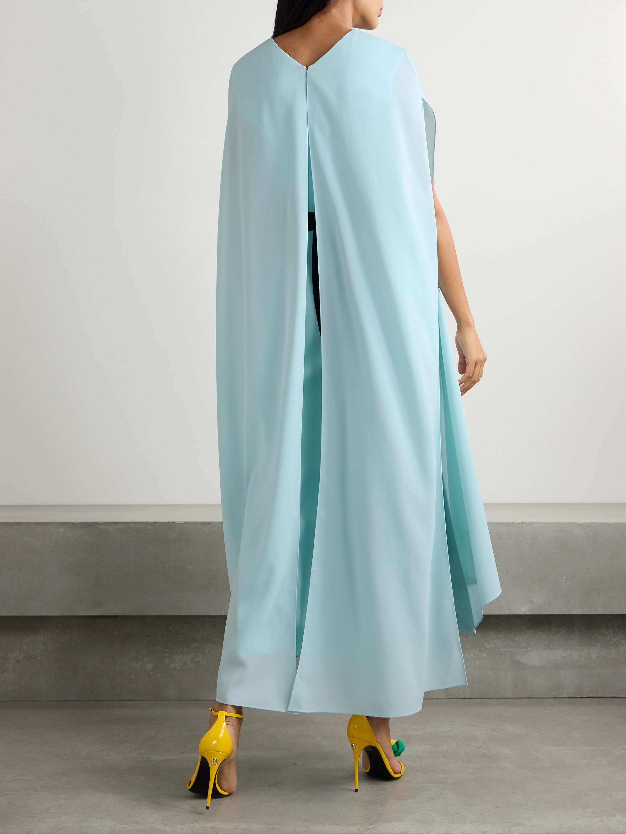 Fyera belted cape-effect crepe midi dress view