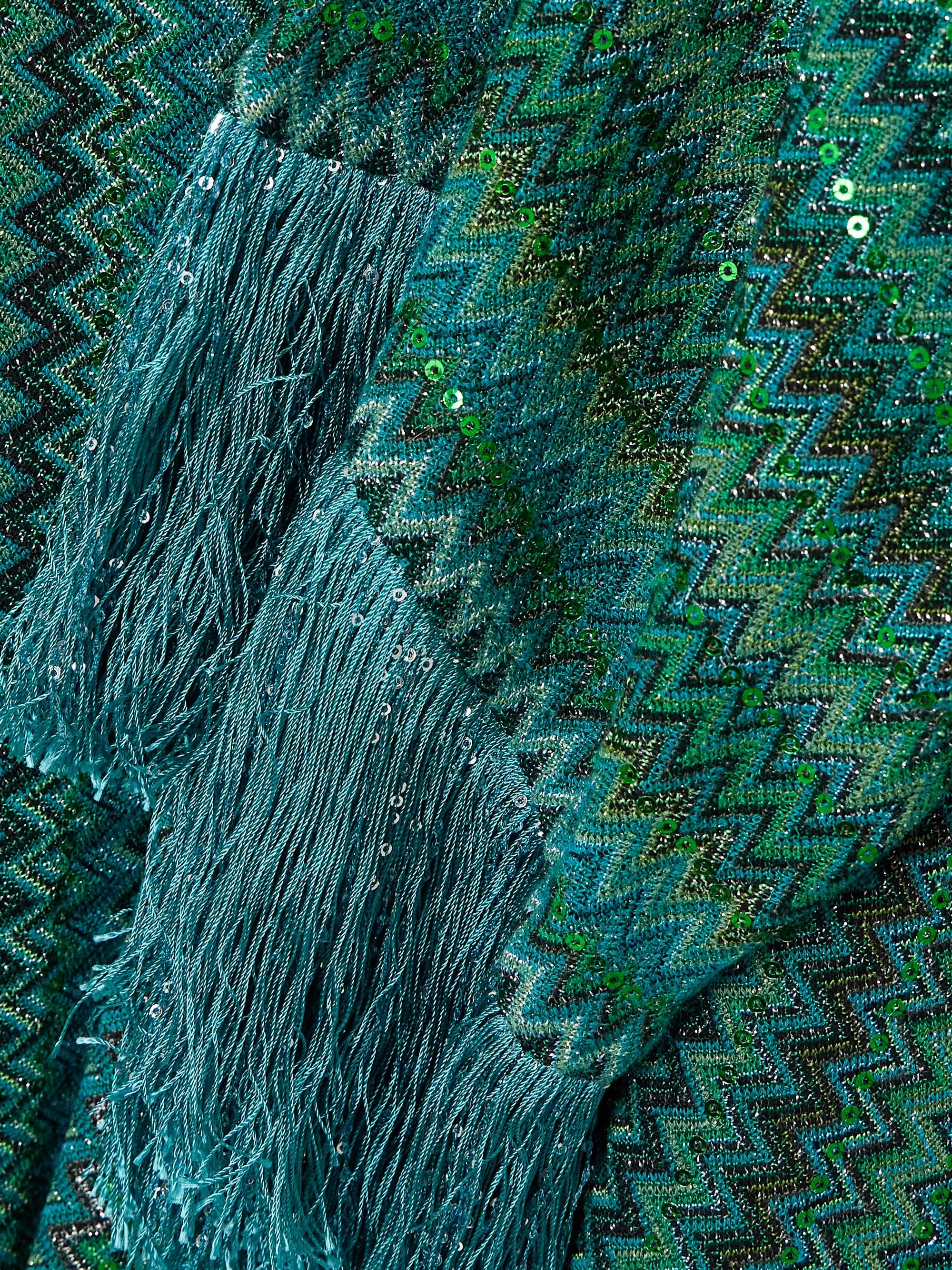 Frayed sequined striped metallic crochet-knit maxi dress view