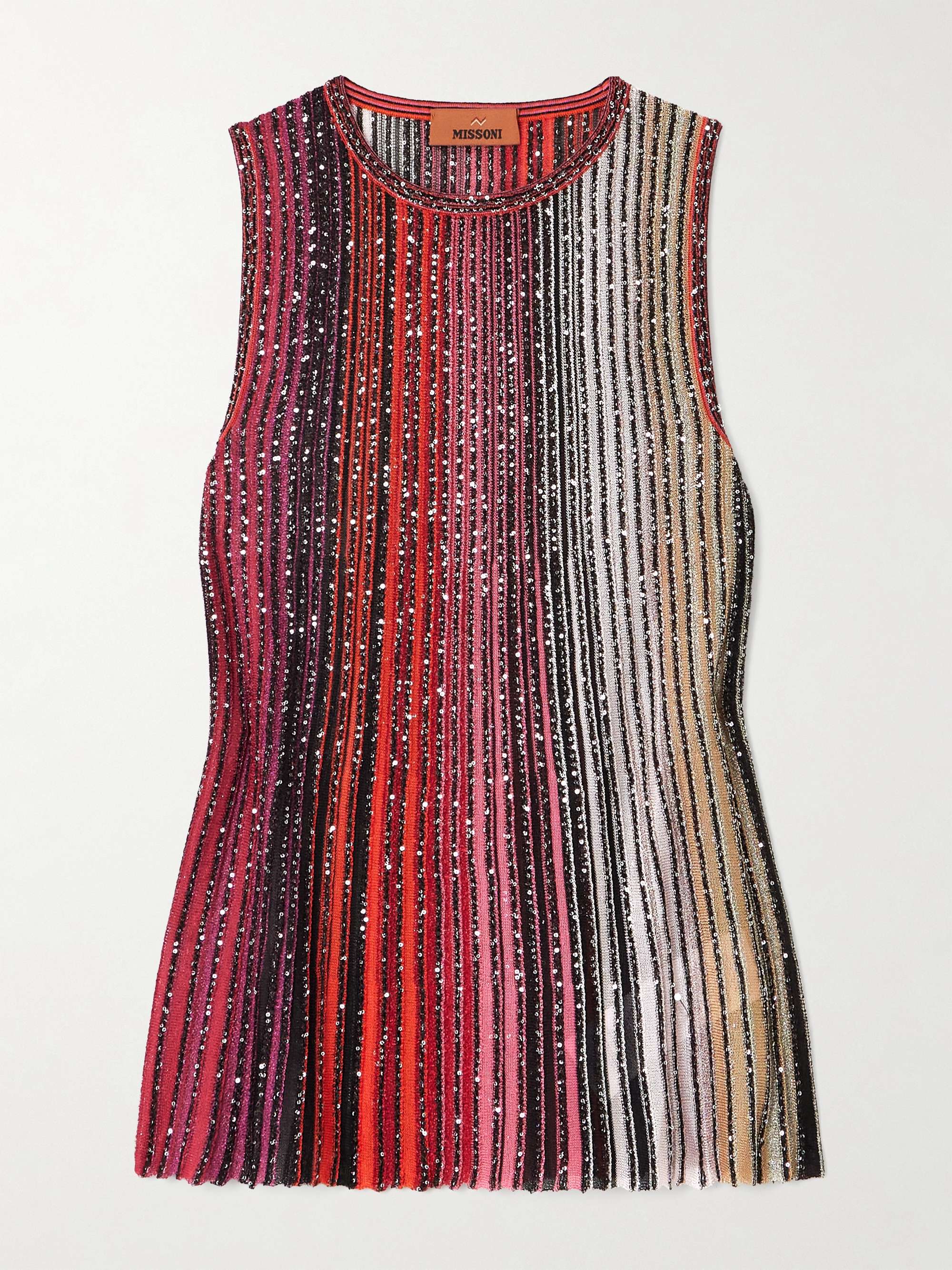 Dégradé sequin-embellished crochet-knit tank view