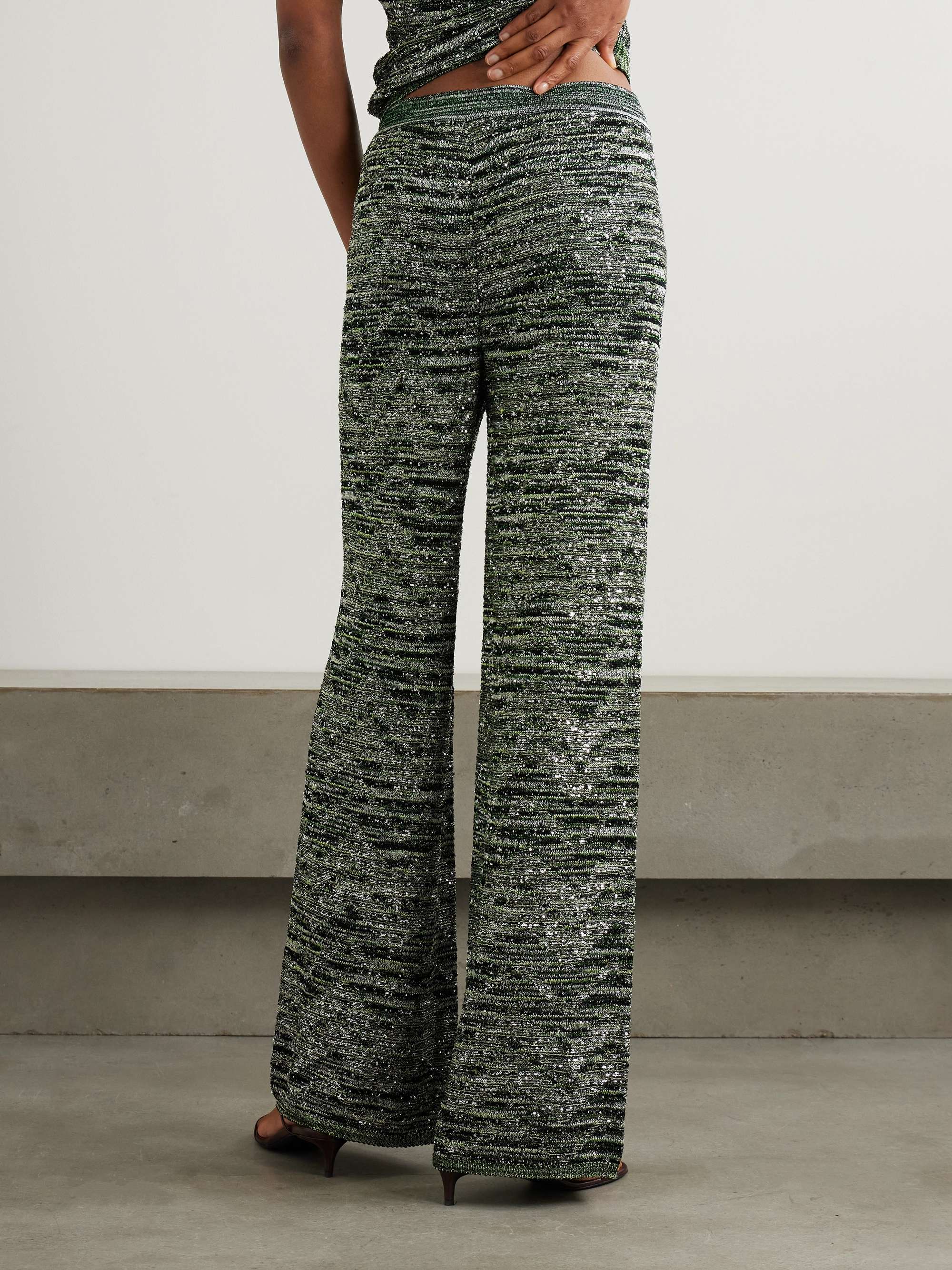 Mare sequin-embellished metallic crochet-knit wide-leg pants view