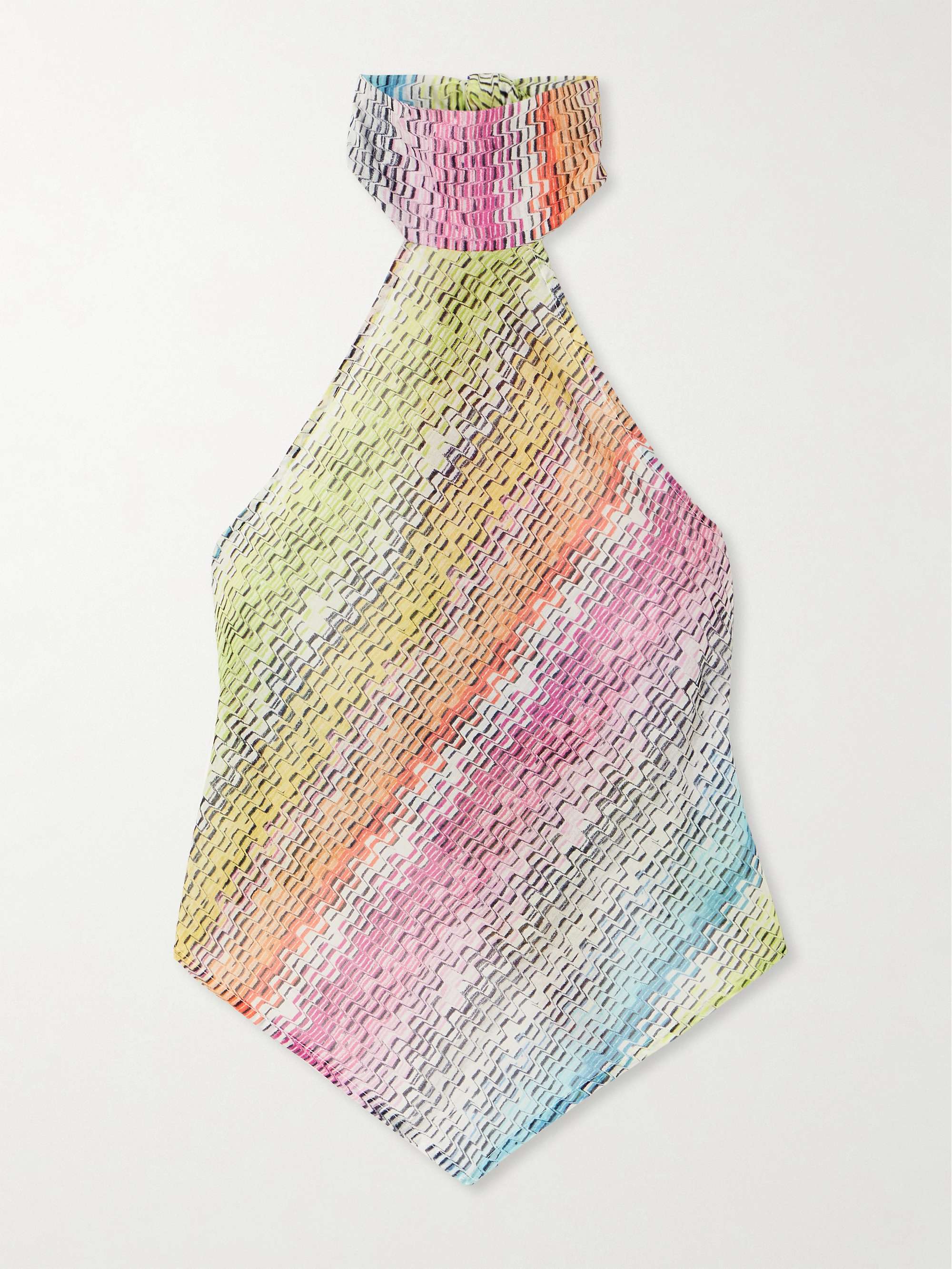 Mare printed cotton and silk-blend halterneck top view