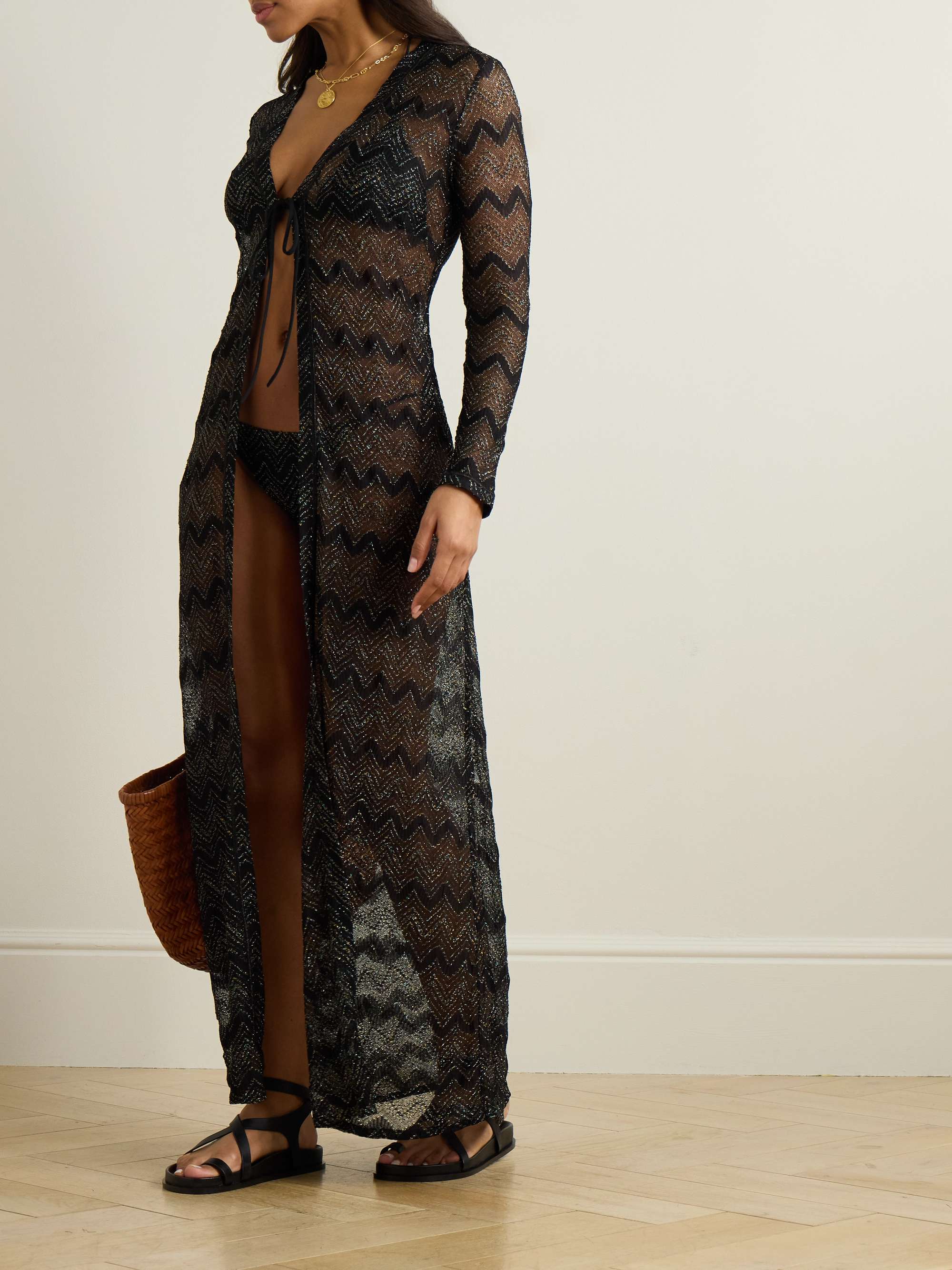 Paneled leather maxi skirt view