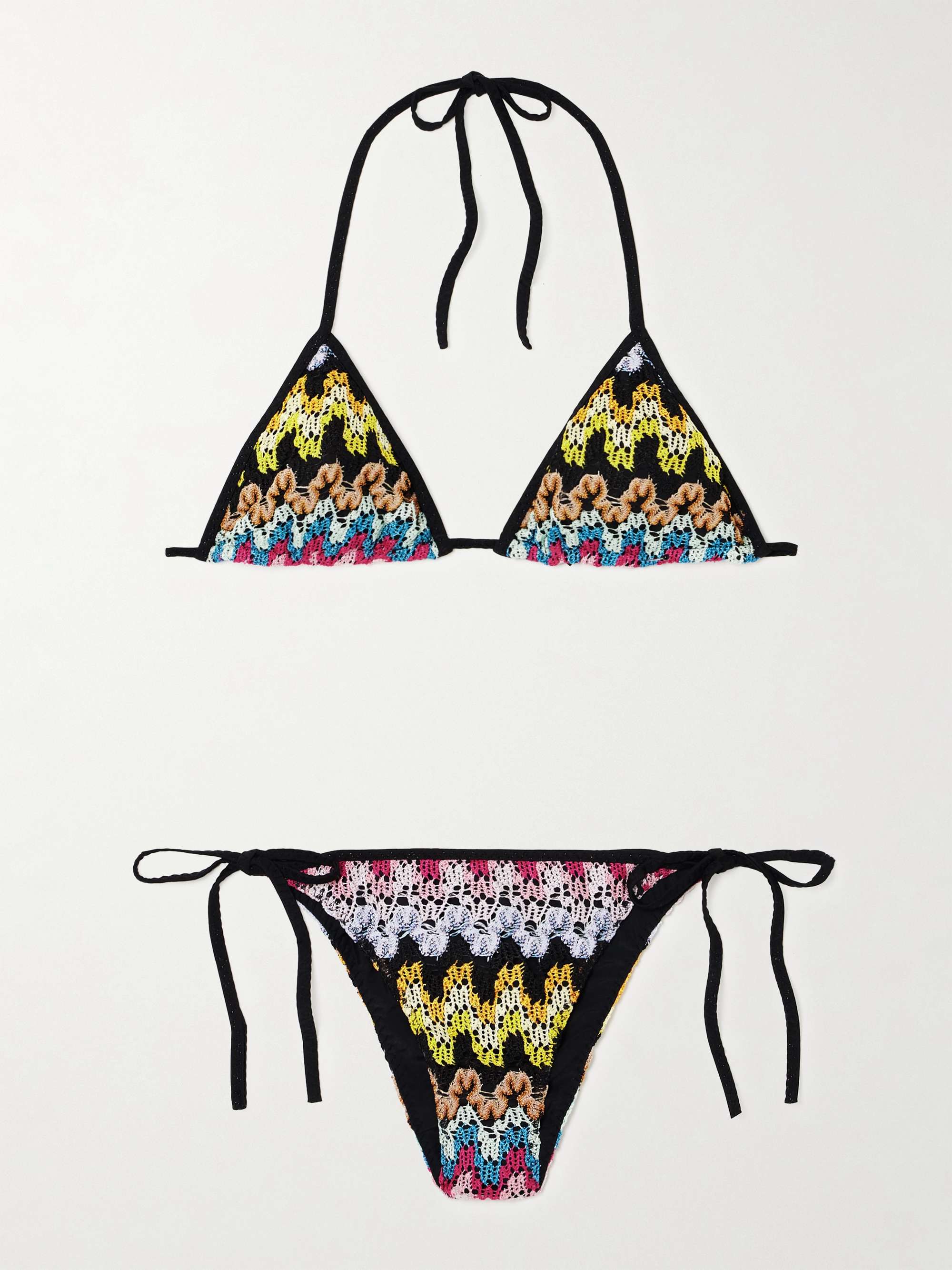 Mare metallic striped crochet-knit triangle bikini view
