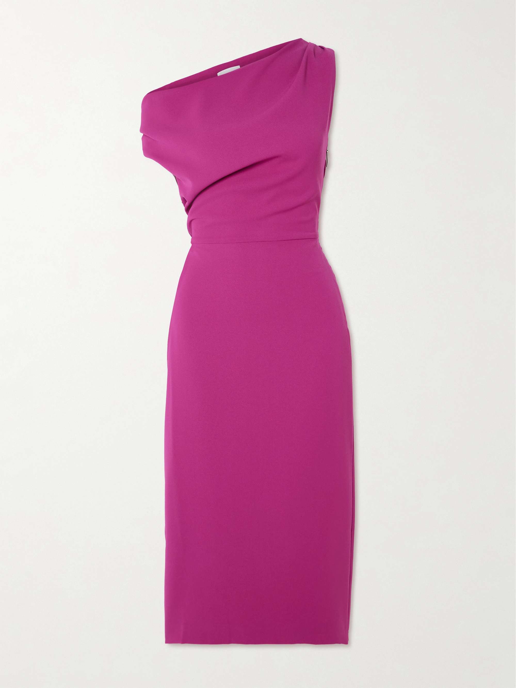 Kira one-shoulder draped crepe midi dress view