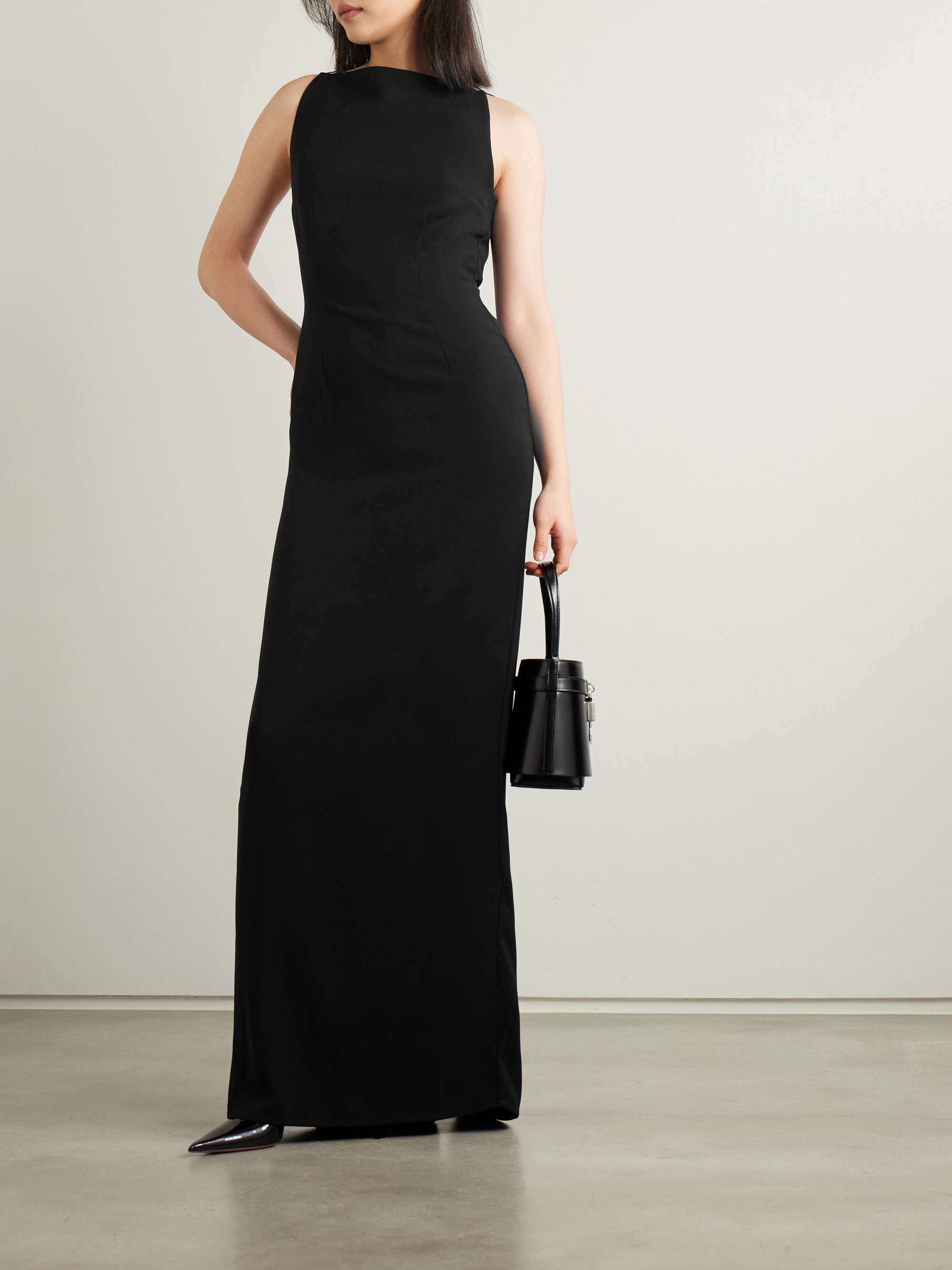 Hebe open-back crepe gown view