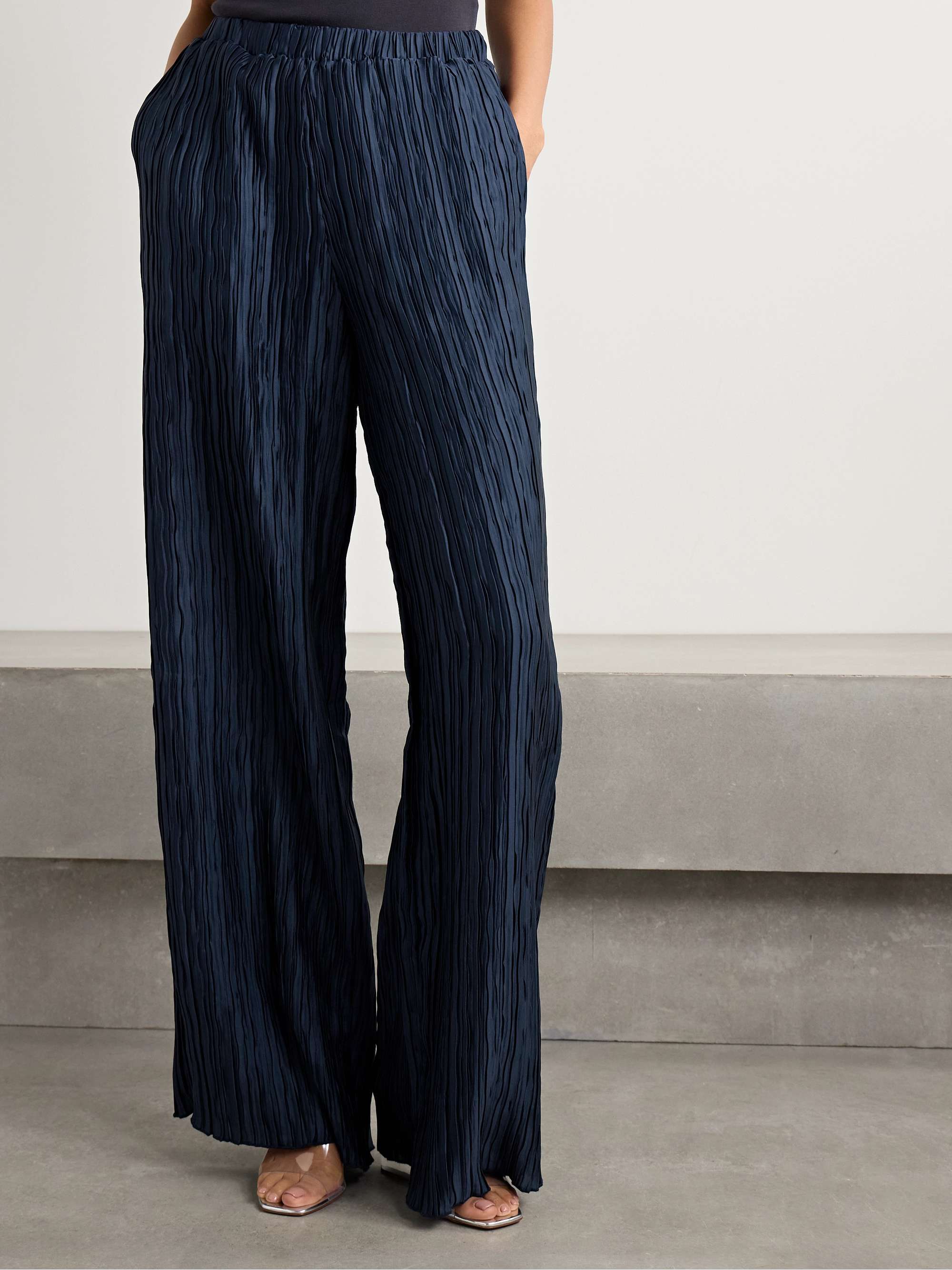 Mandrake plissé-satin wide-leg pants view