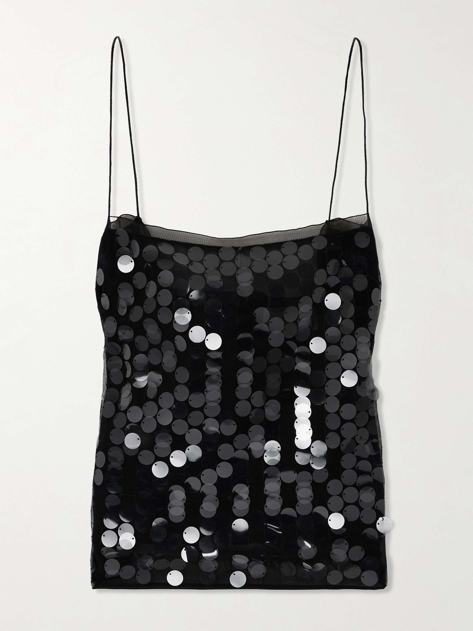 Suero paillette-embellished chiffon top view