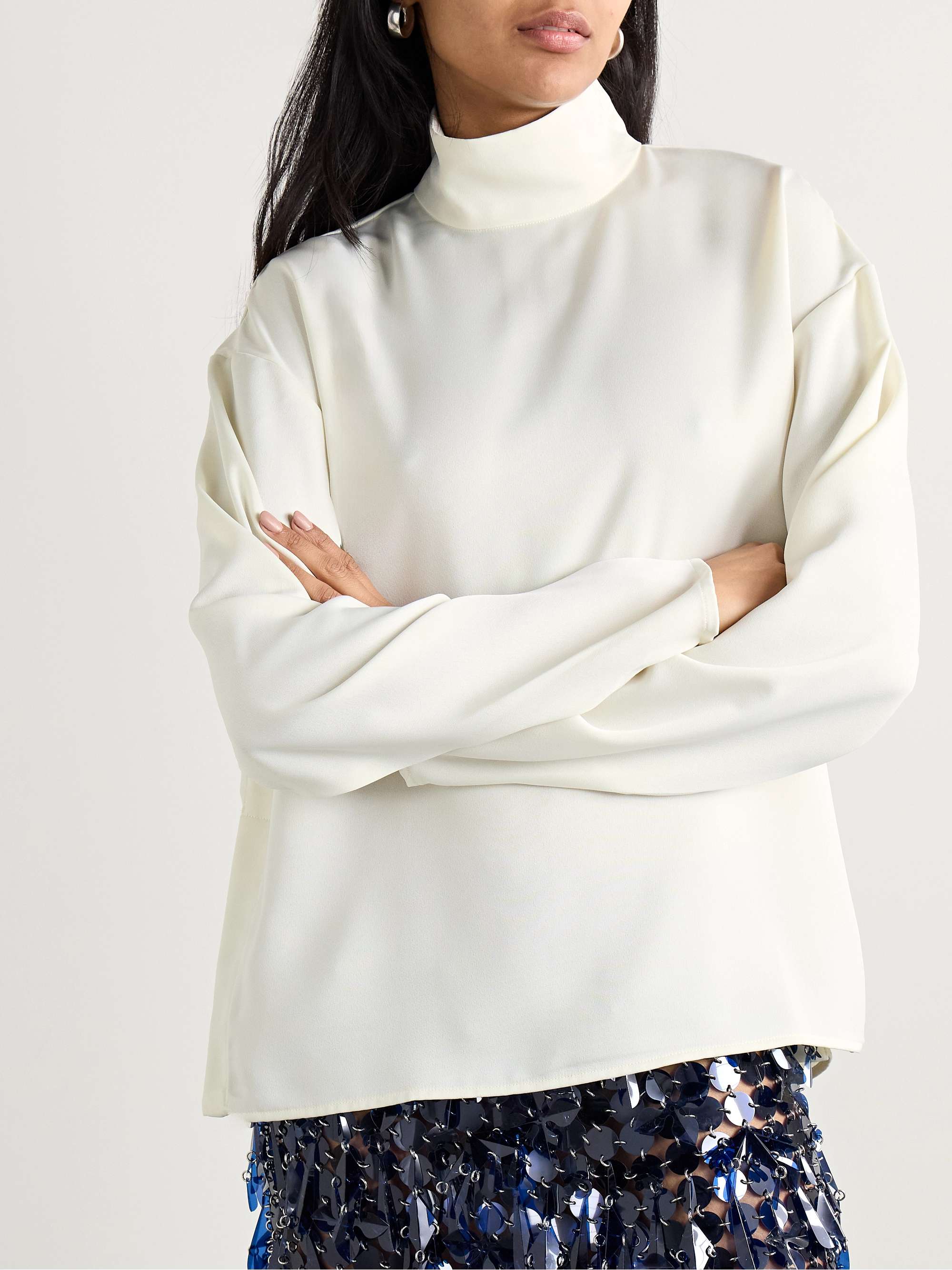 Olall crepe turtleneck blouse view