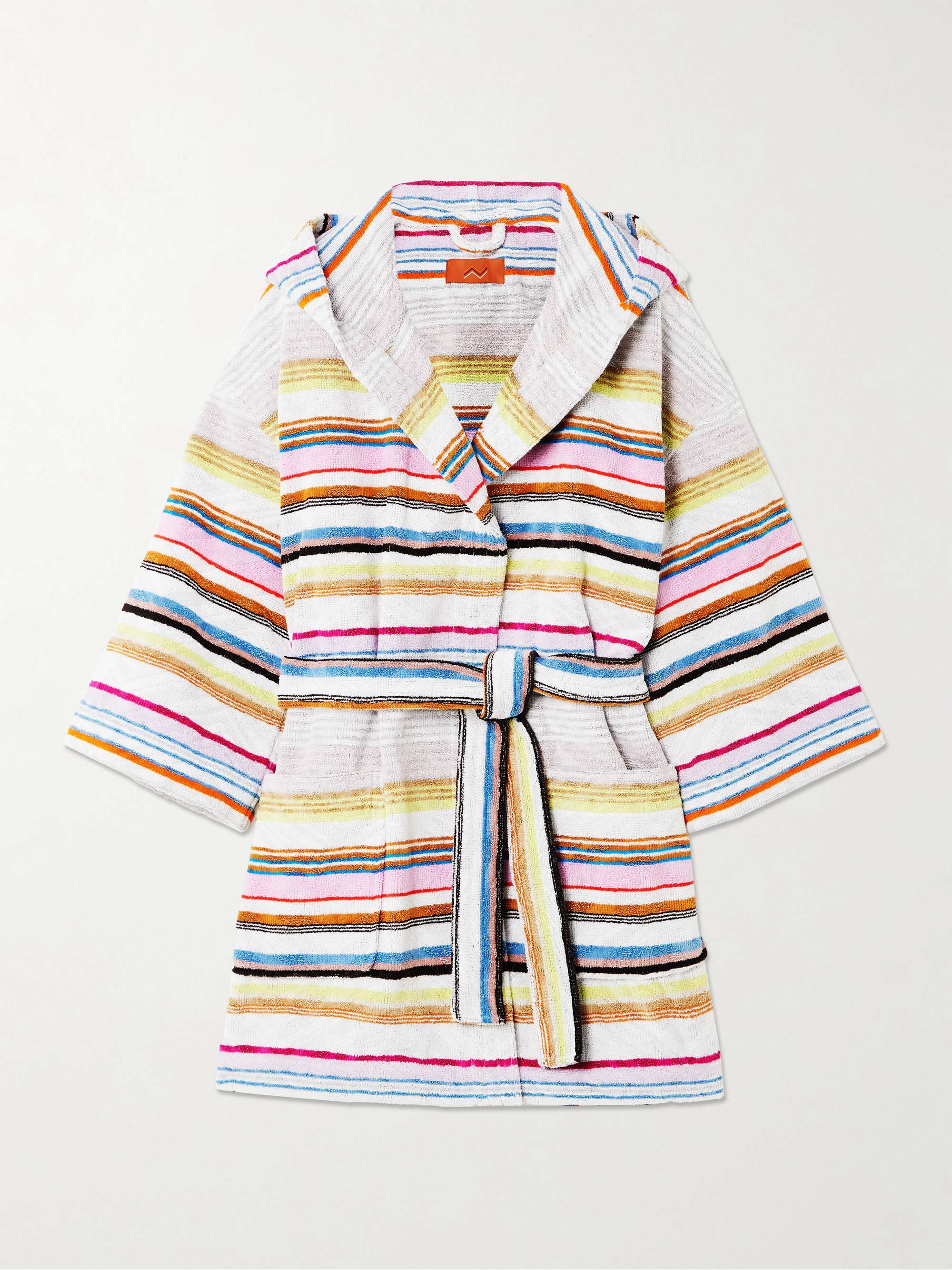 Moonshadow hooded striped metallic cotton-blend terry robe view