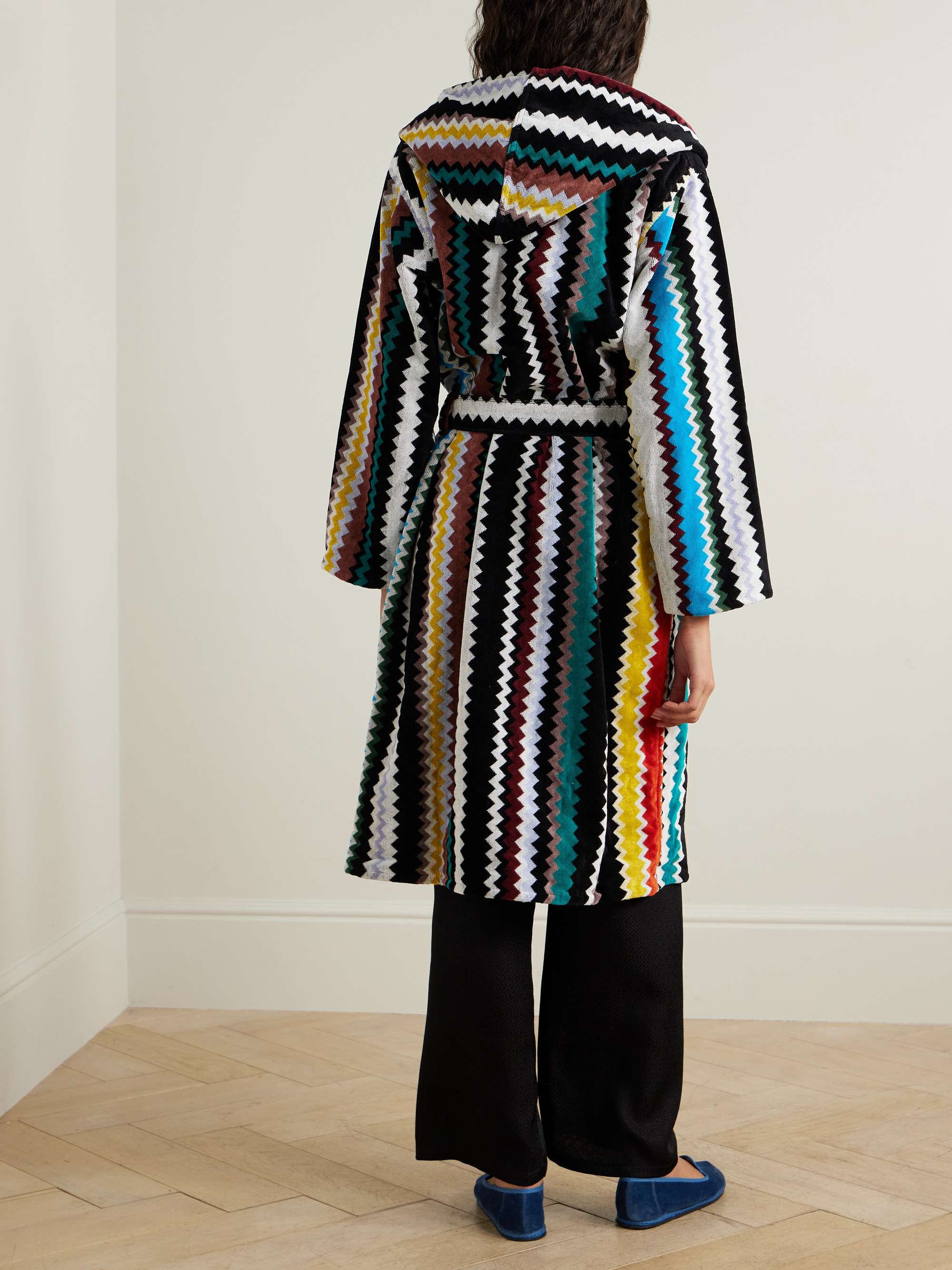Curt hooded striped cotton-terry robe view