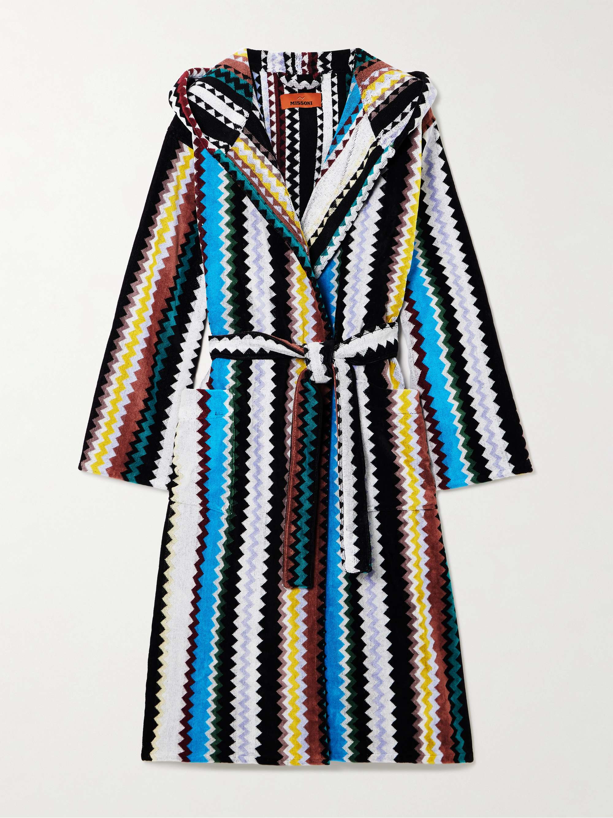 Curt hooded striped cotton-terry robe view