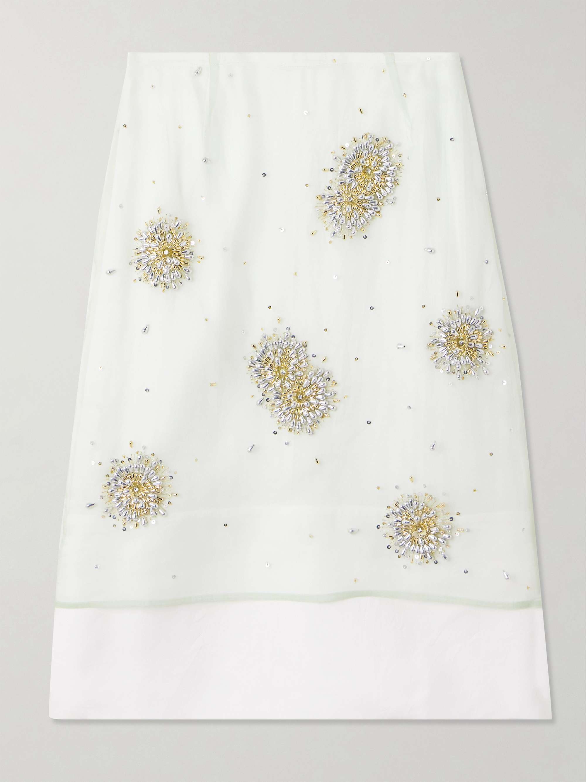 Triumph layered embellished silk-organza and crepe midi skirt view