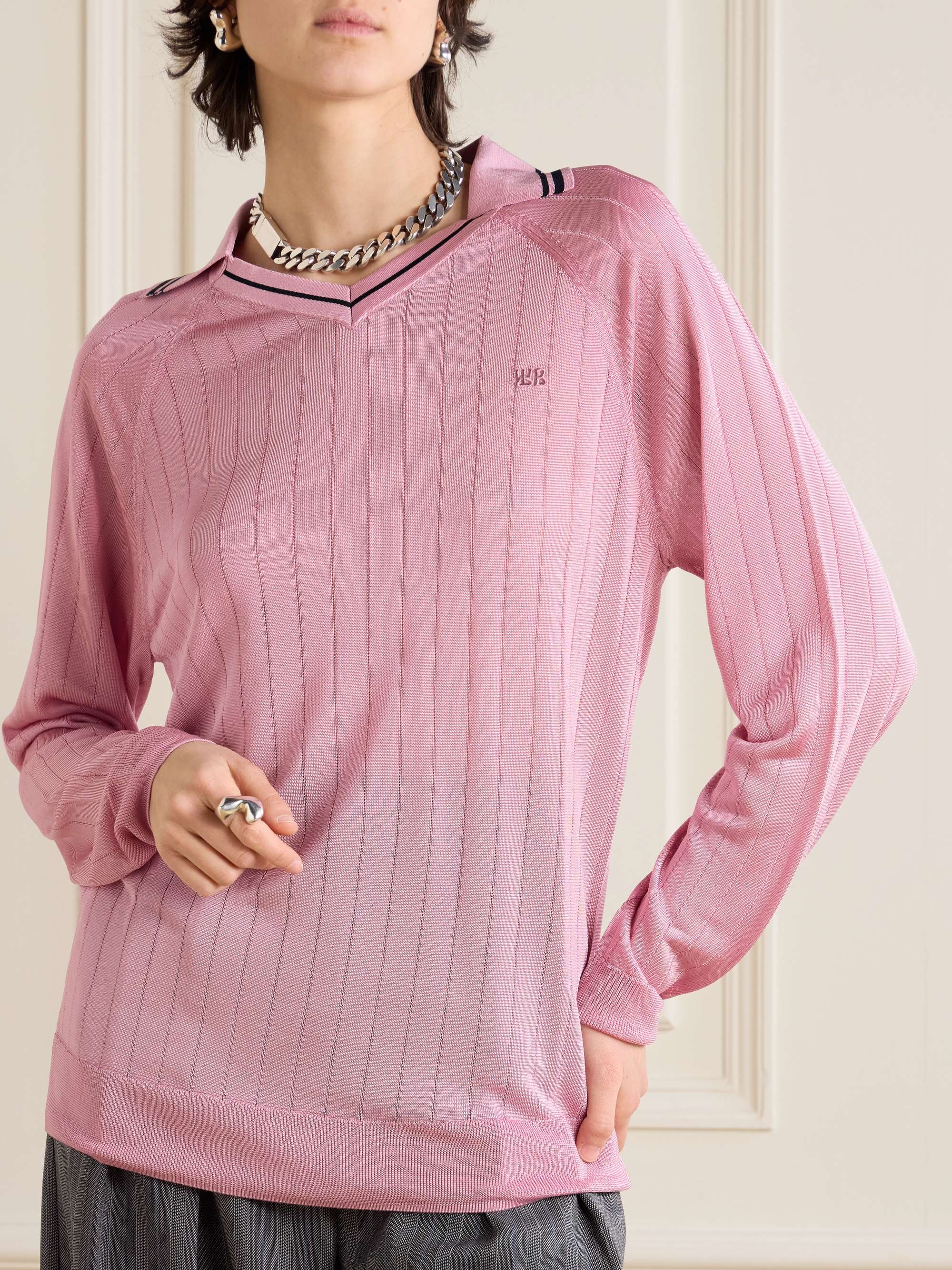 Roots embroidered ribbed polo shirt view