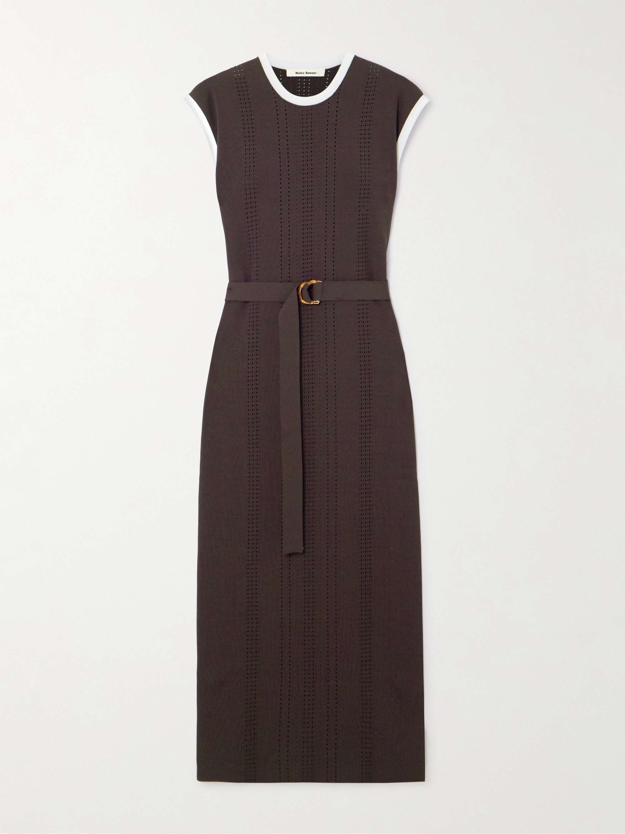Rhyme belted pointelle-knit midi dress view