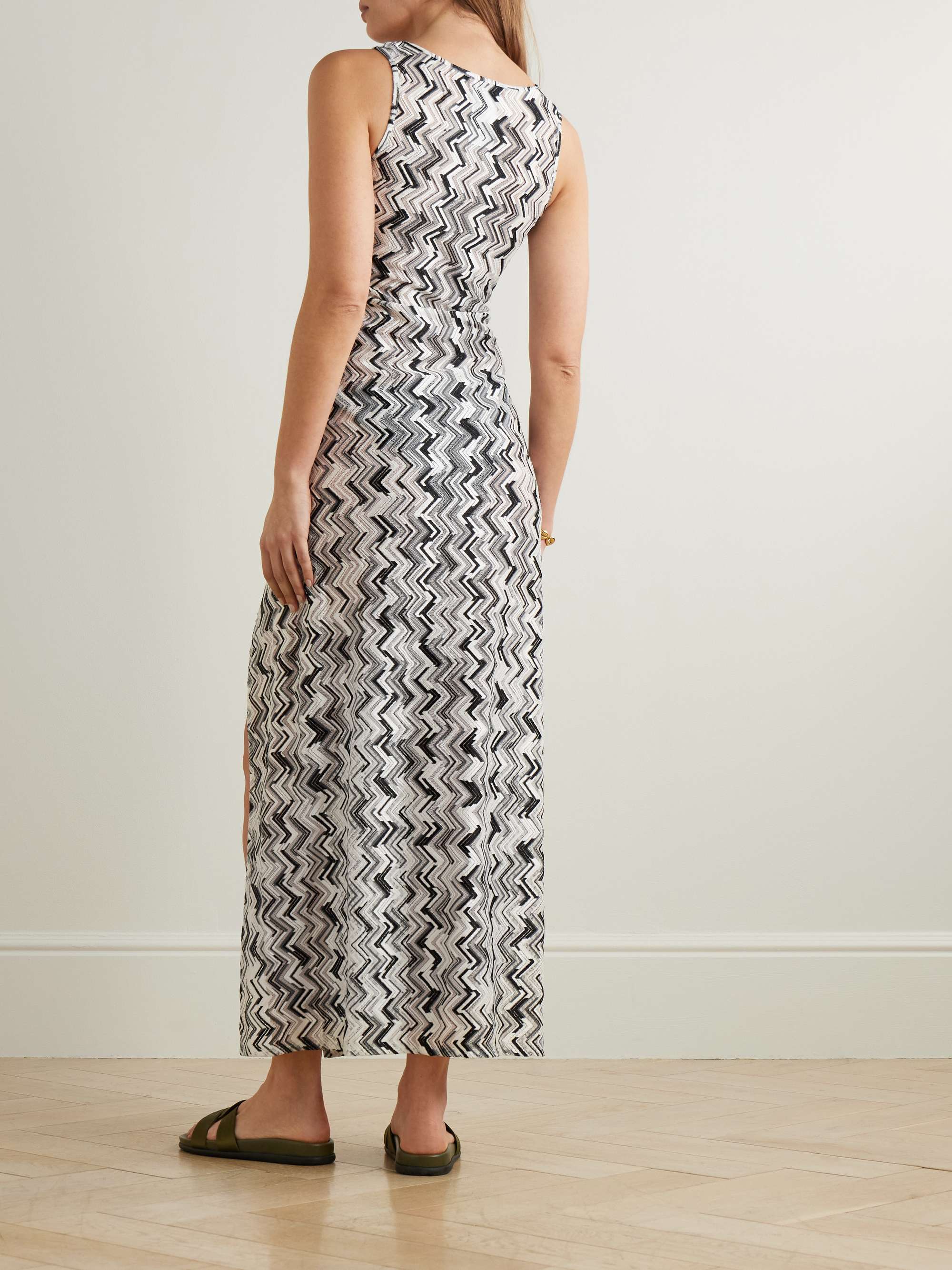 Striped embroidered crochet-knit coverup view