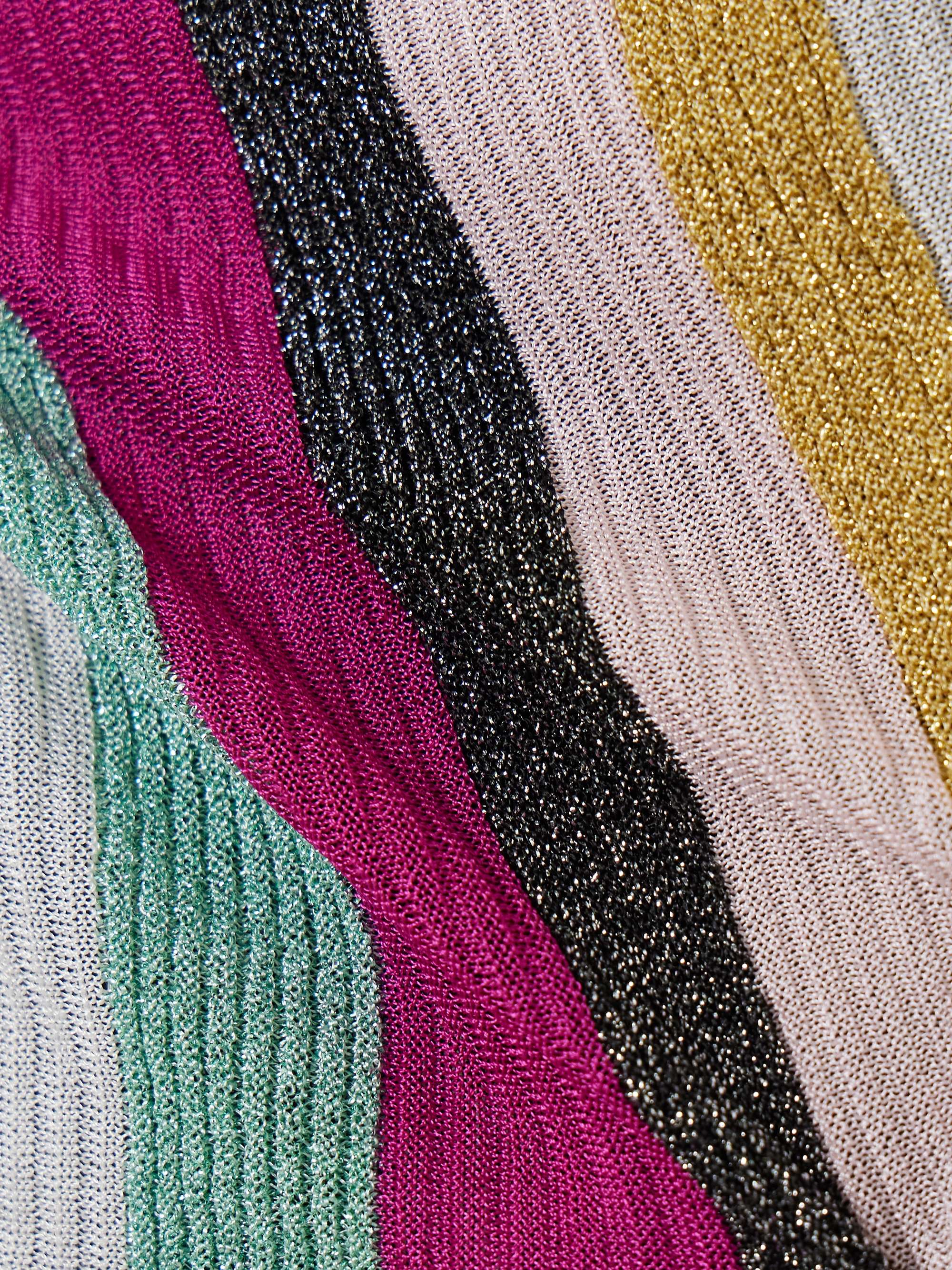 Mare striped metallic ribbed crochet-knit triangle bikini view