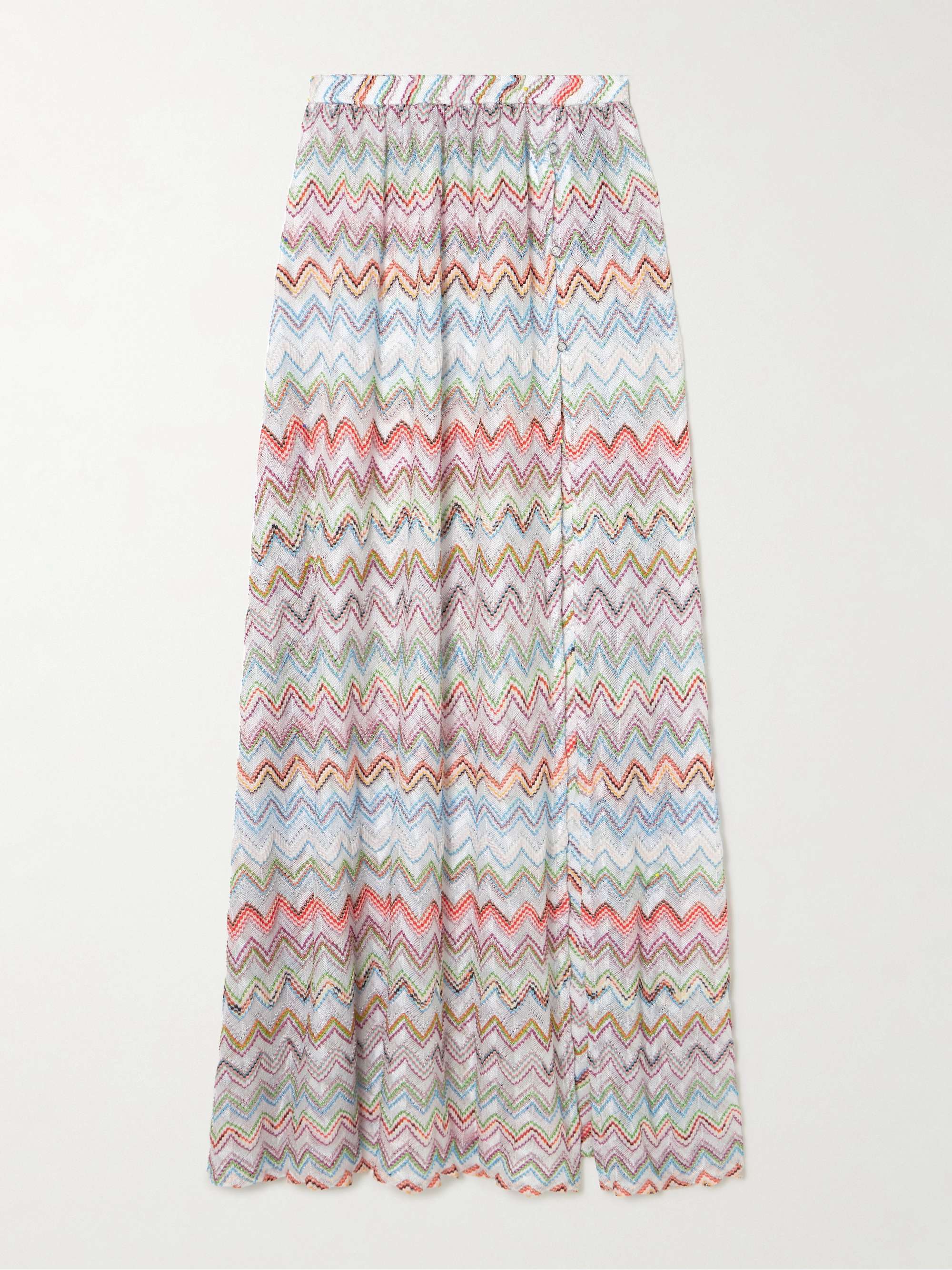 Striped metallic crochet-knit maxi skirt view