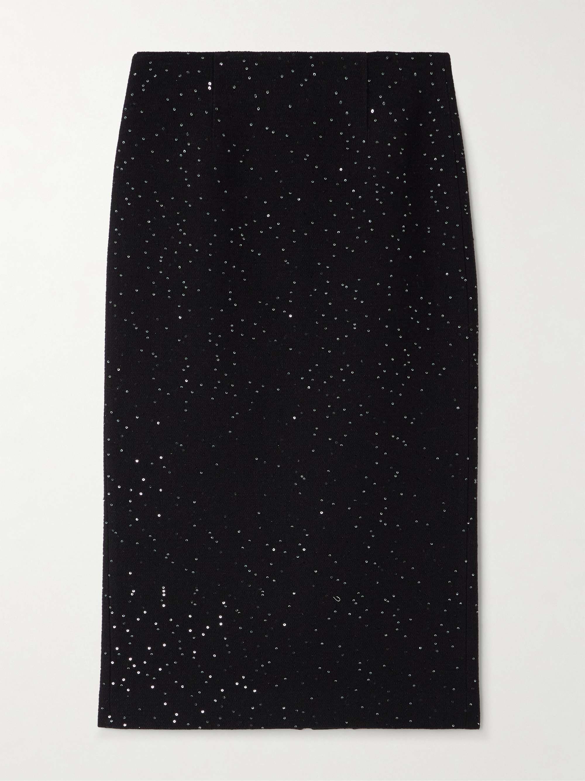 Sequined wool-blend tweed midi skirt view