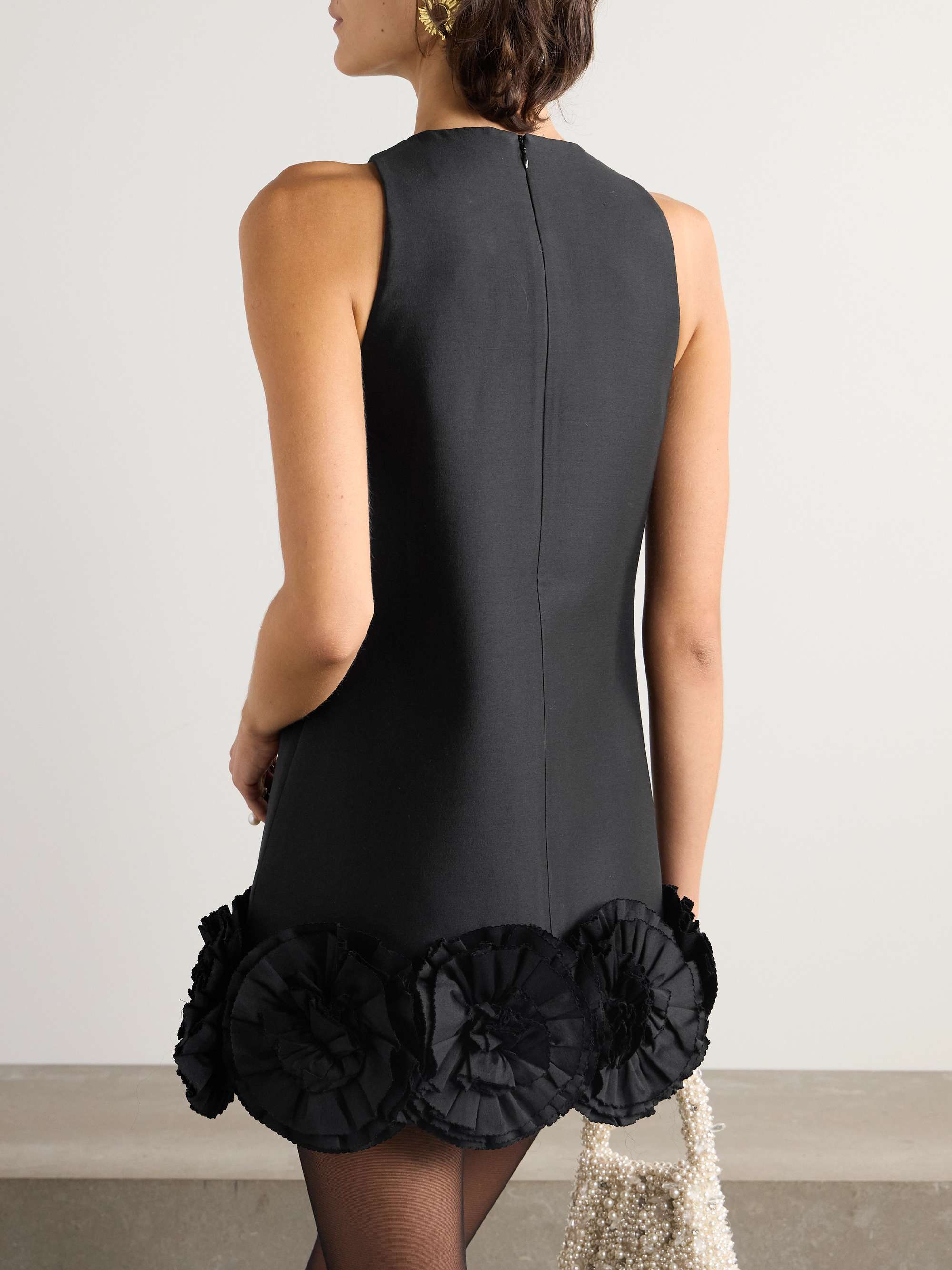 Appliquéd wool and silk-blend twill mini dress view