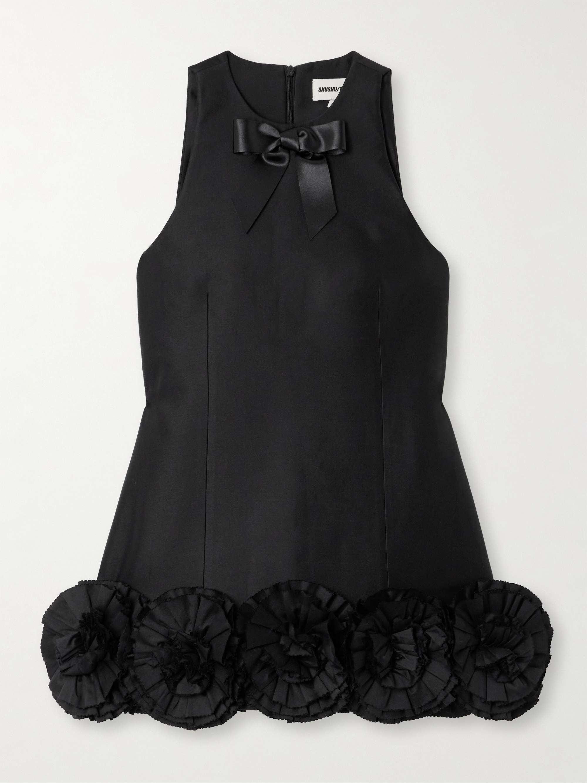 Appliquéd wool and silk-blend twill mini dress view