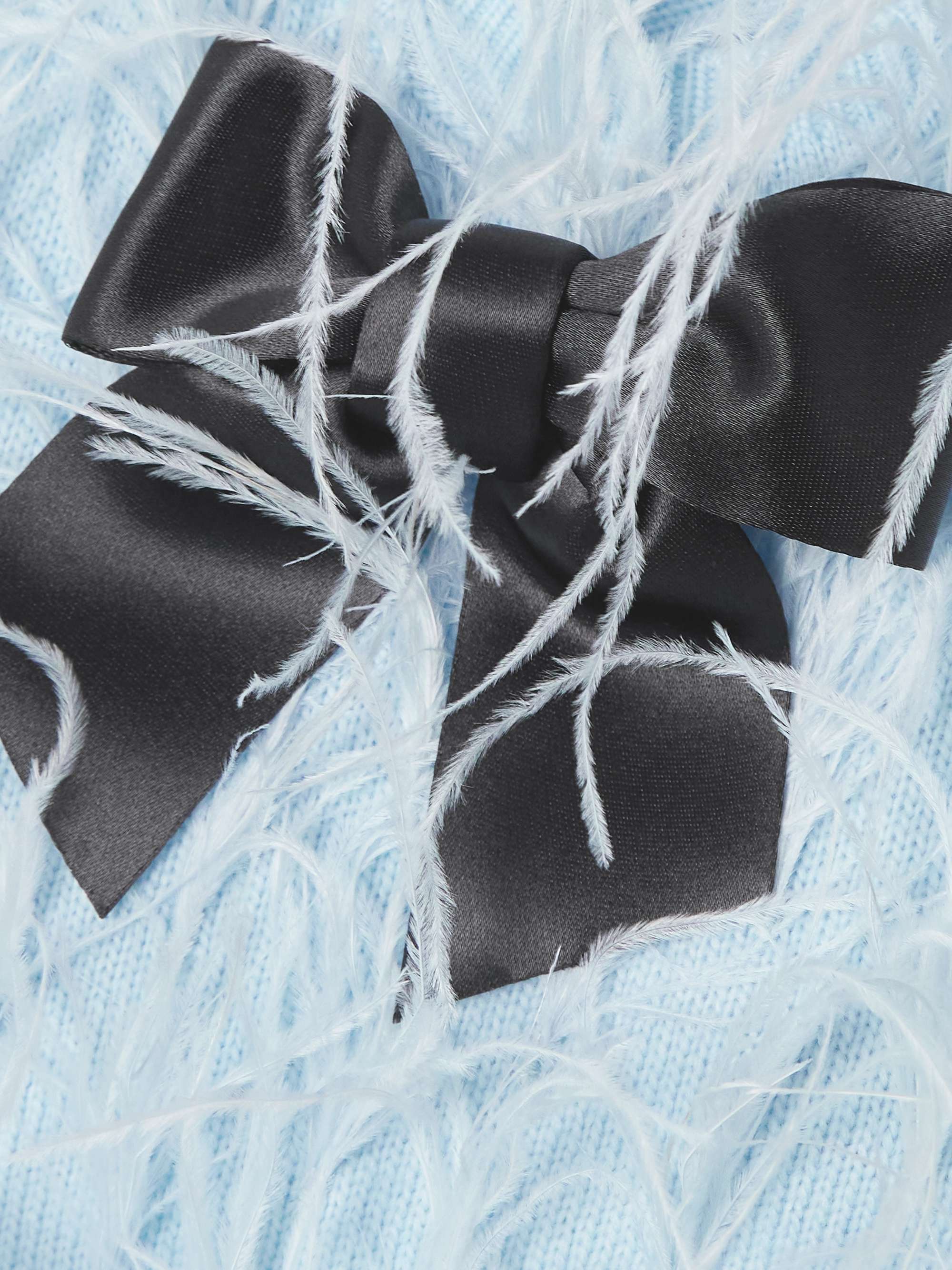 Feather- and satin-trimmed knitted sweater view