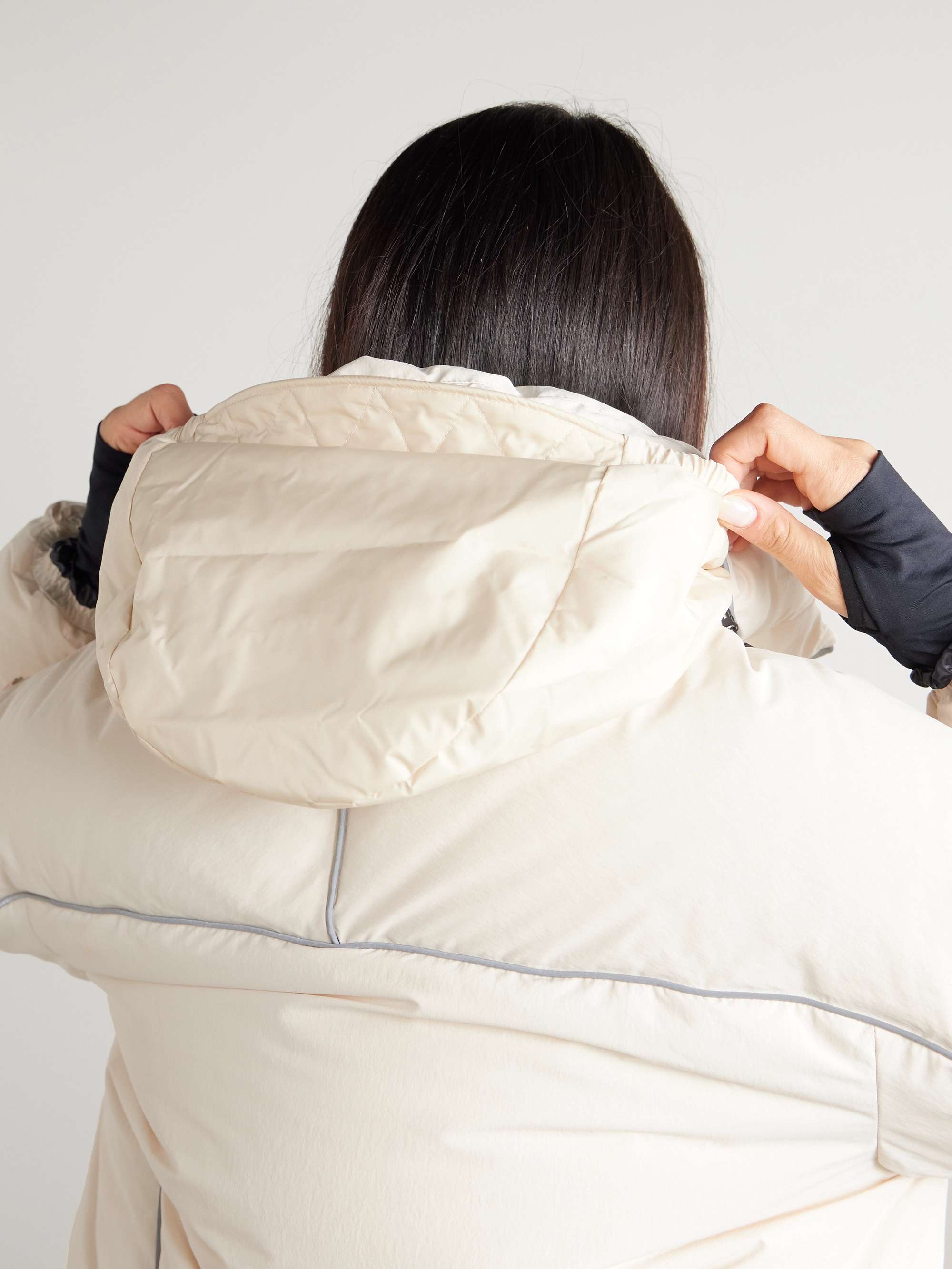 Padded hooded down ski jacket view